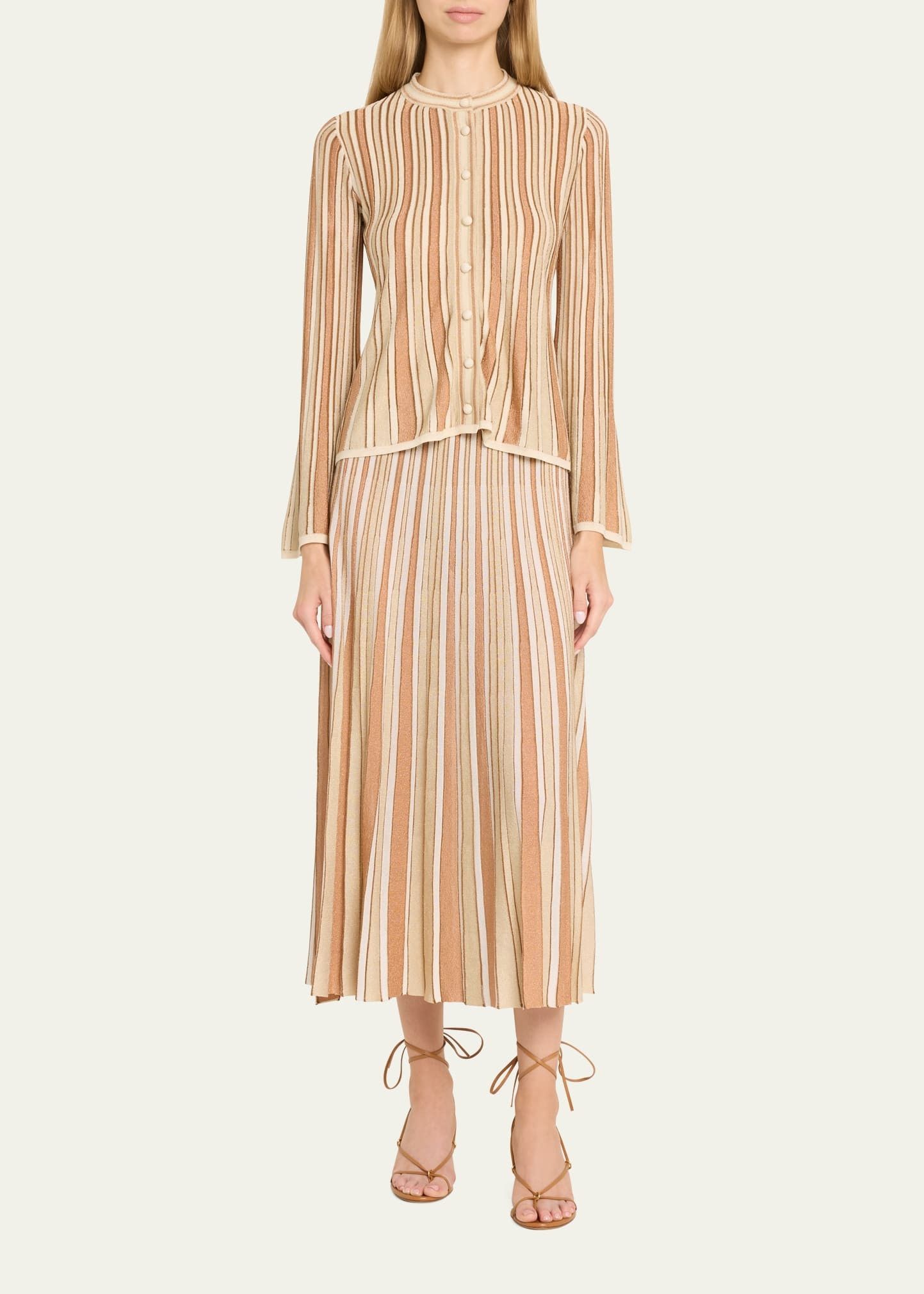 Zimmermann oc11z1025 Crush Metallic Stripe Skirt in Multicolor Size 27" / US 4 / IT 40 - 2 Thumbnail