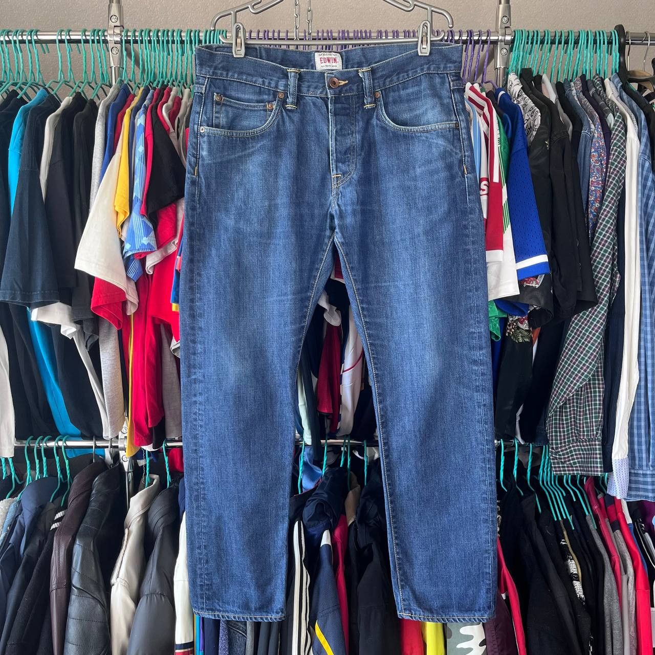 Edwin Edwin ED-55 Relaxed Fit Button Fly Blue Denim Pants Size M Size US 34 / EU 50 - 5 Thumbnail
