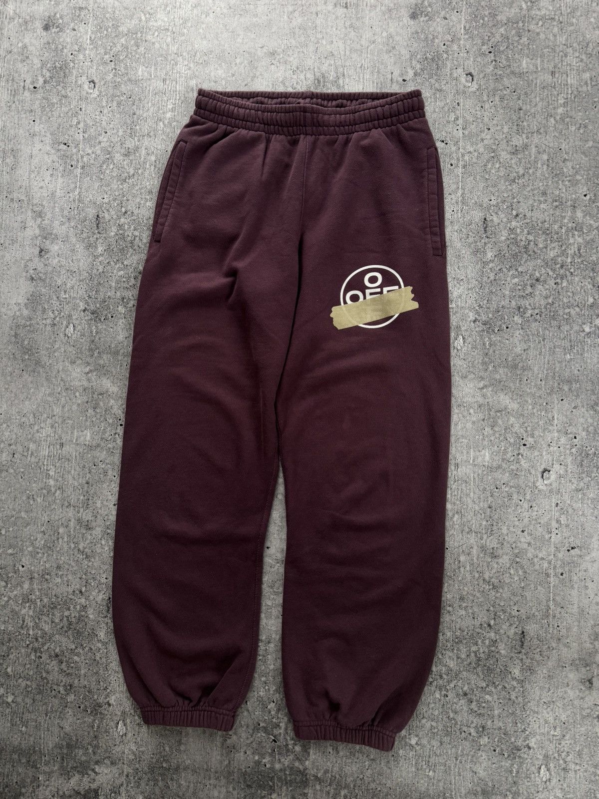 Off-White Off White M Tape Diag Joggers Bottoms Burgundy Virgil Abloh Size US 34 / EU 50 - 2 Thumbnail