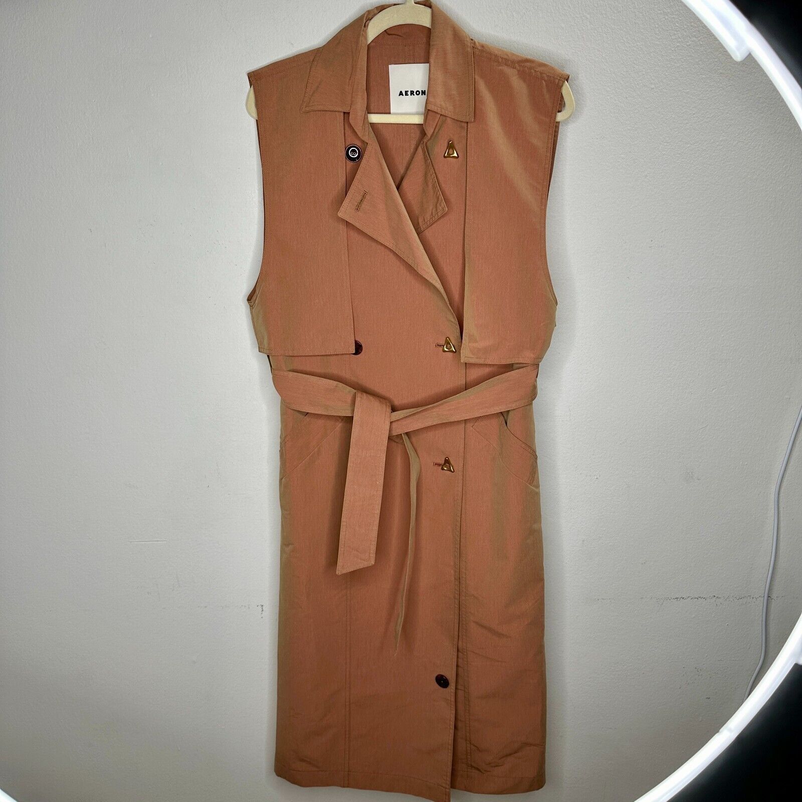 AERON Aeron Delray Peach Iridescent Sleeveless Button Trench Coat Size XS / US 0-2 / IT 36-38 - 2 Thumbnail