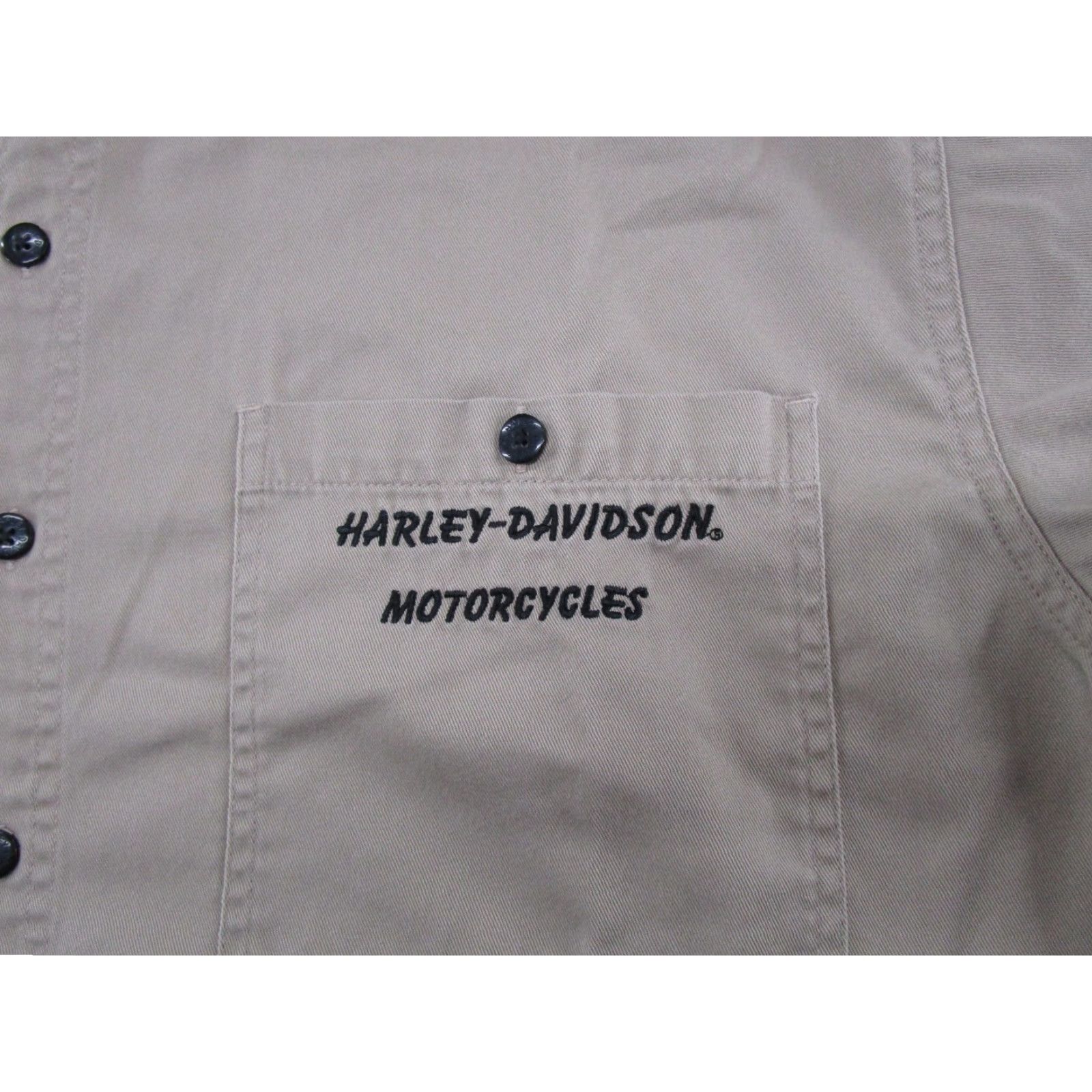 Harley Davidson Harley-Davidson Button Up Embroidered Short Sleeve Logo Biker XL Shirt Mens Casual Cotton Beig​e Embroidered Pockets Button-Down Collared Vintage No Size US 36 / EU 52 - 3 Thumbnail