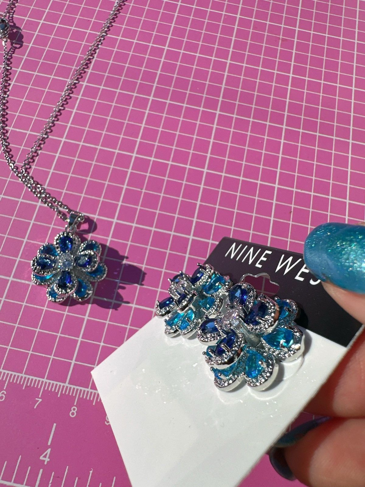 Nine West Nine West 925 sterling silver necklace earrings Set crystal Size ONE SIZE - 6 Thumbnail