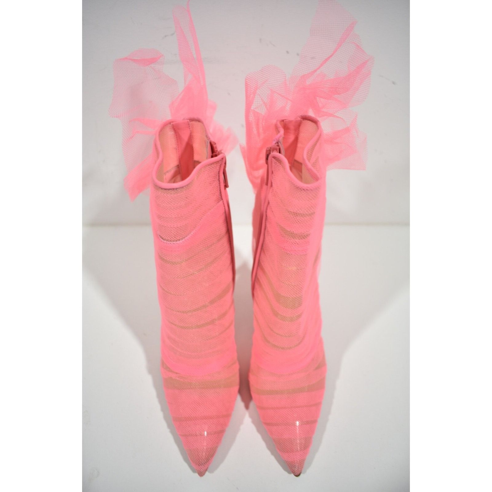 Christian Louboutin Christian Louboutin Libellibooty 100 Pink Mesh Tulle Ankle Size US 7 / IT 37 - 6 Thumbnail