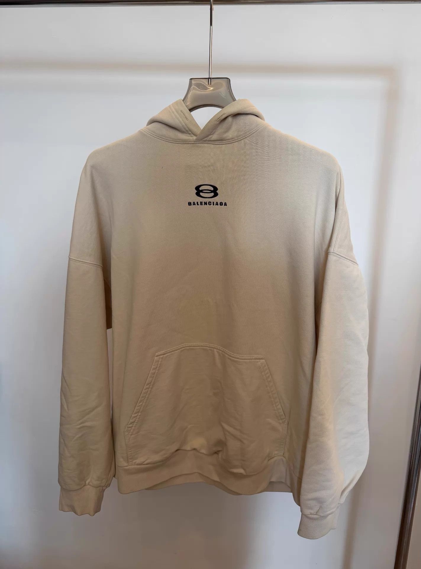 Beige Oversized Hoodie with Front Pocket