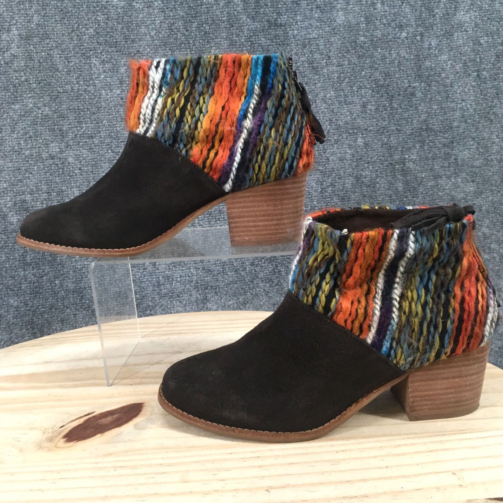 Toms Toms Boots Womens 8 Leila Ankle Booties Brown Suede Tasseled Zip Block Heel Size US 8 / IT 38 - 2 Thumbnail