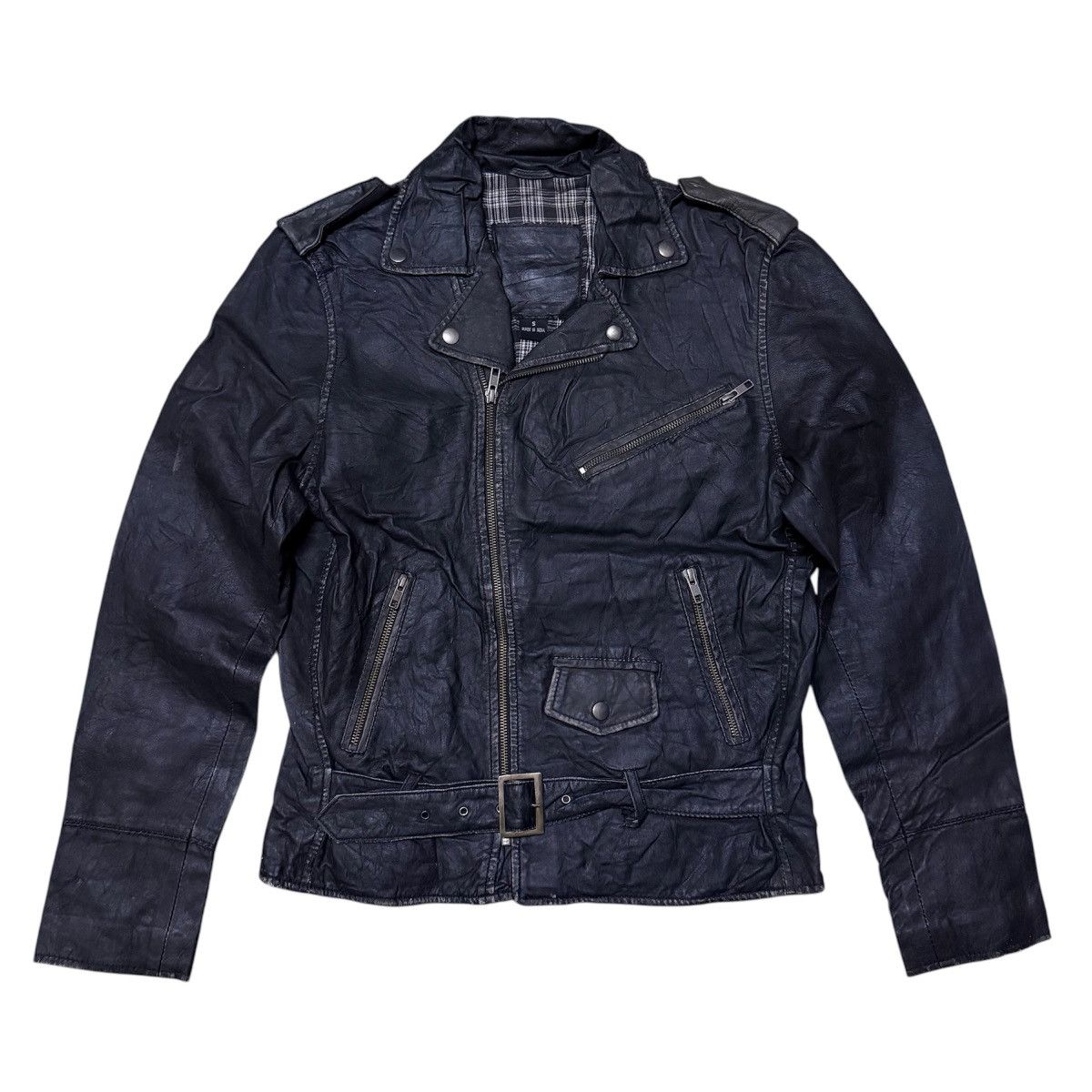 Genuine Leather Punk Double Collar Leather Jacket Size US S / EU 44-46 / 1 - 1 Thumbnail