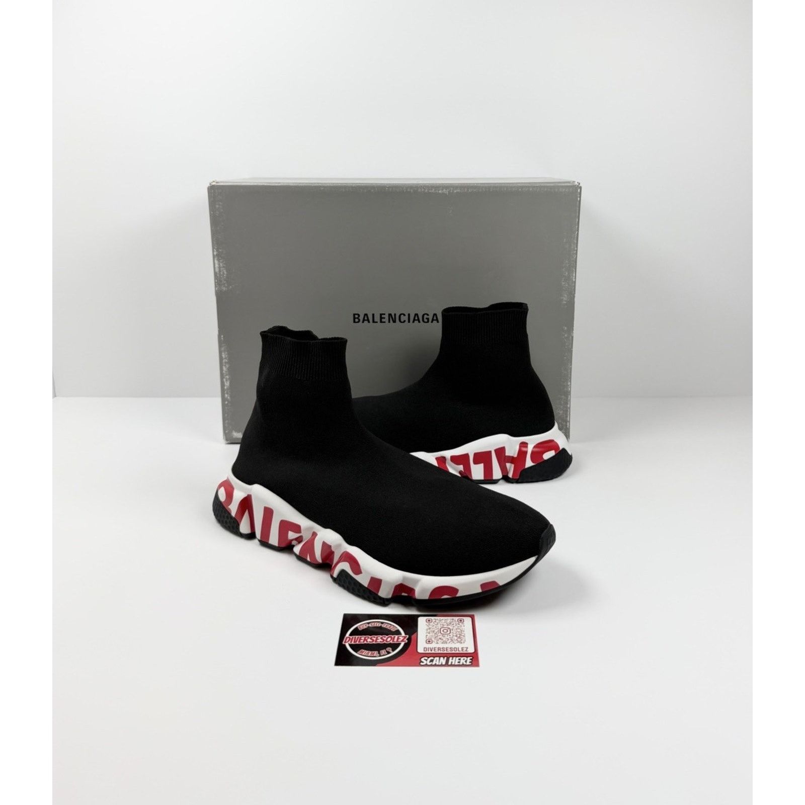 Balenciaga Size 41EU/8US - Balenciaga Speed Black Red Graffiti NEW! Size US 8 / EU 41 - 1 Thumbnail