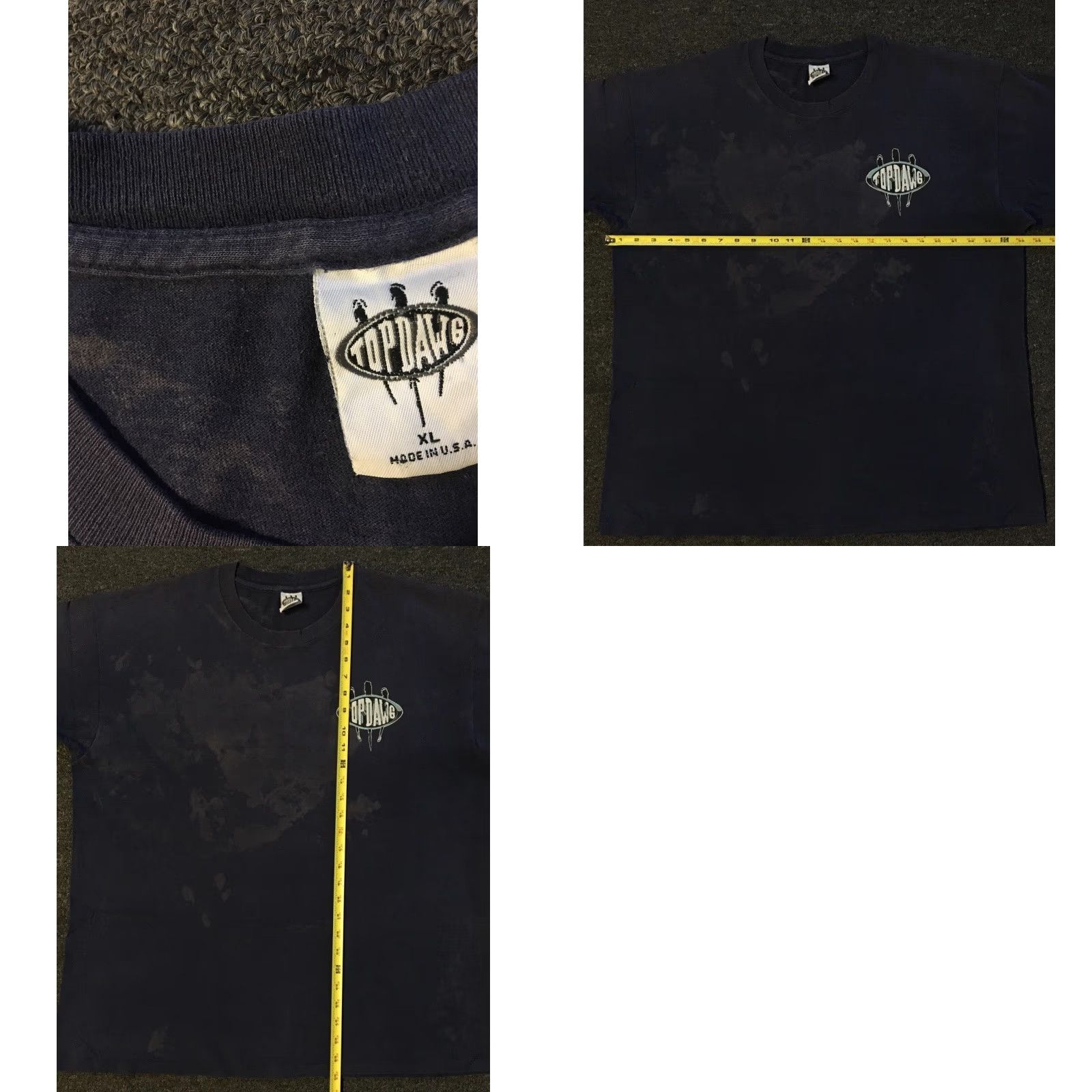 Vintage VINTAGE Top Dawg Posse Thrashed Faded Distressed Shirt XL Navy Blue Hip Hop Single Stitch Men T-Shirt 90s Grunge Harley USA Biker Old School Size US XL / EU 56 / 4 - 10 Thumbnail