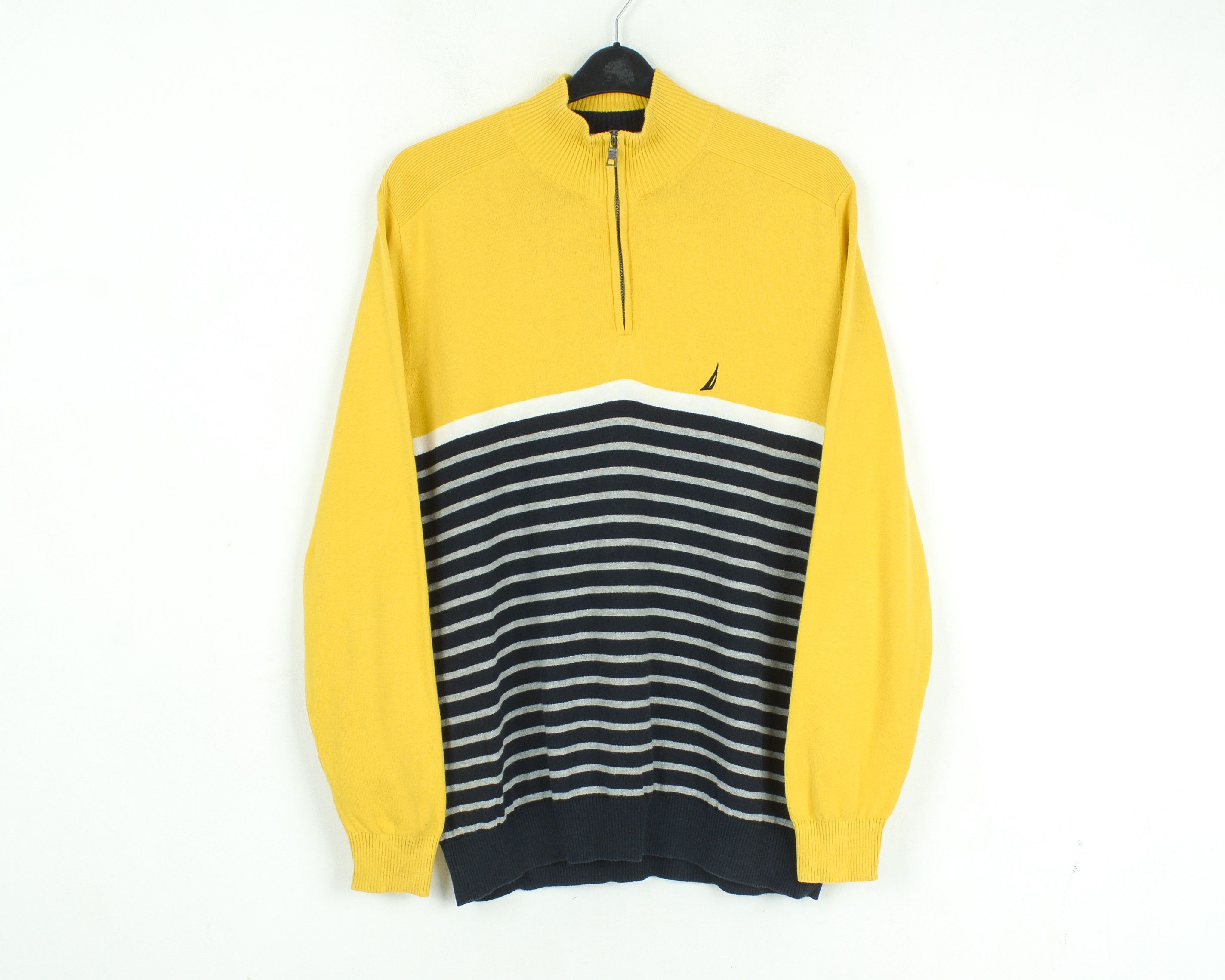 Nautica Quarter Men's Zip Neck Sweater XL Pullover Striped Jumper Size US XL / EU 56 / 4 - 1 Thumbnail