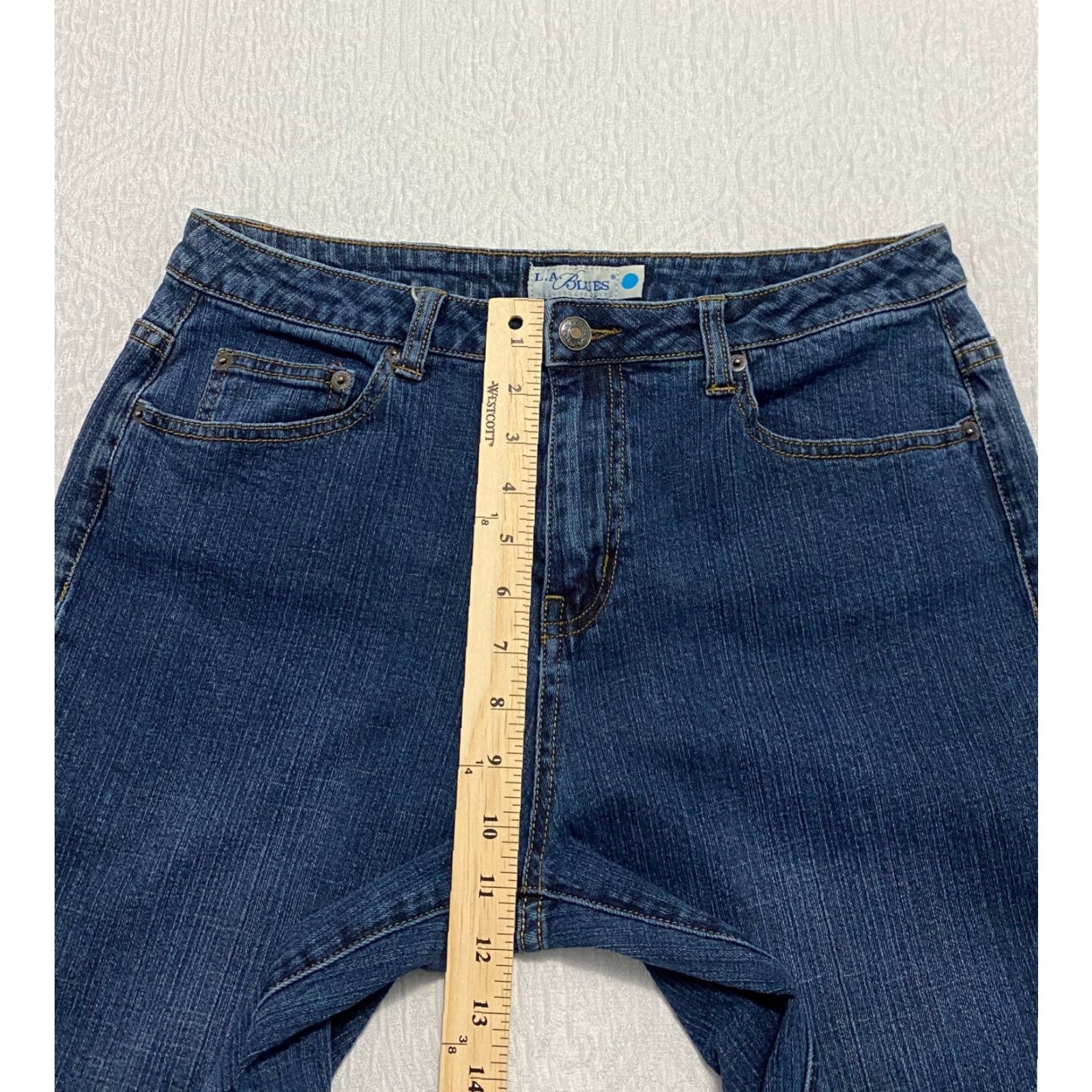 Vintage VINTAGE L.A. Blues Melrose Jeans 9 M High Rise Boot Cut Stretch 32×32 Blue Denim Cotton Spandex 5-Pocket Womens Jeans Size 24" / US 00 / IT 34 - 6 Thumbnail