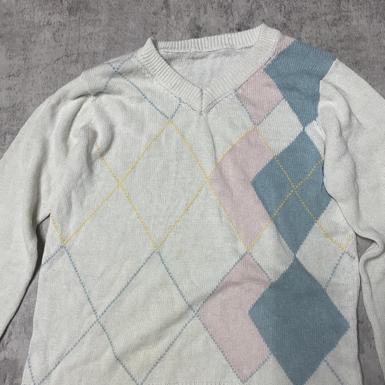 Other White and pink argyle sweater #preppy #retro Size US M / EU 48-50 / 2 - 2 Thumbnail