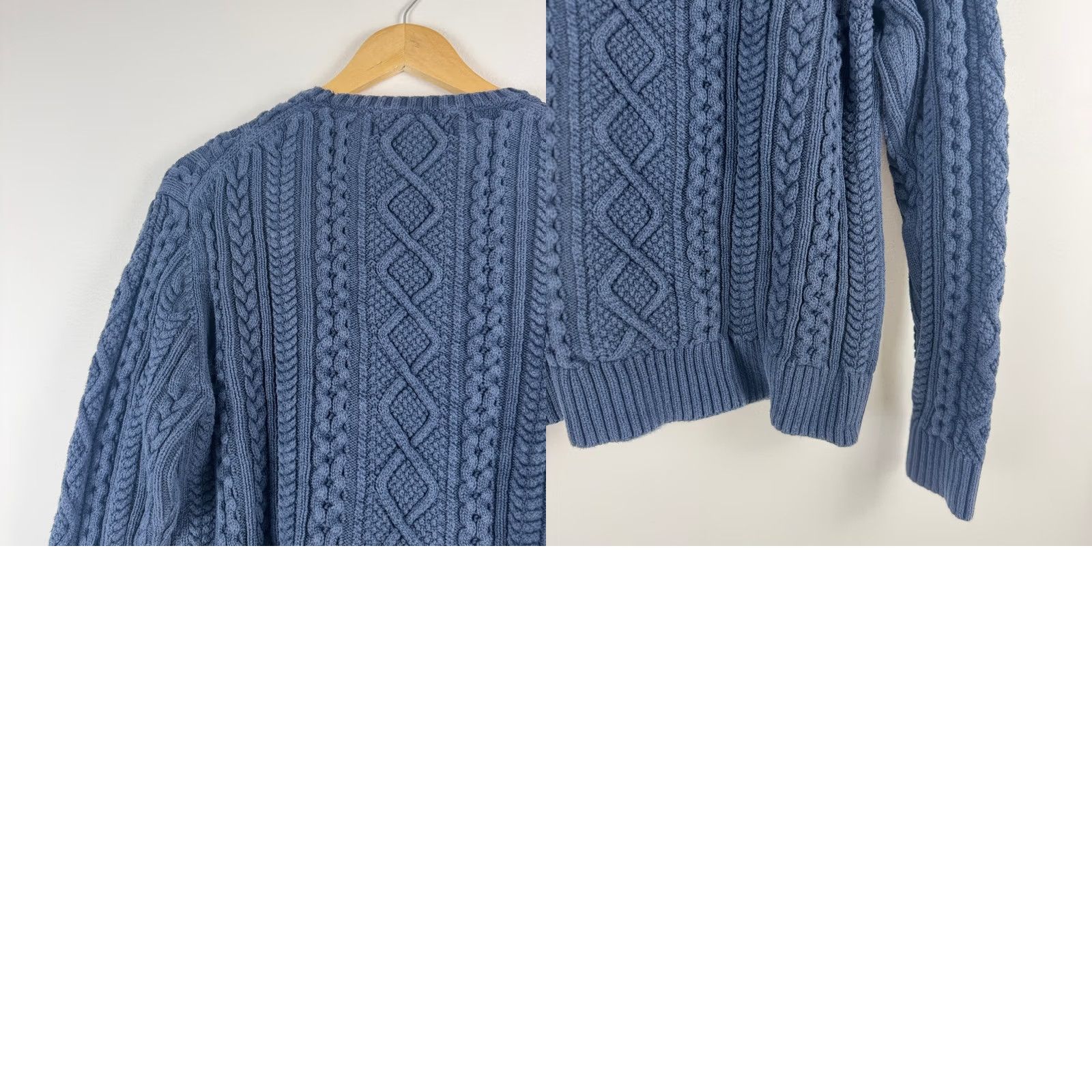 Essentials Amazon Essentials Navy Blue Chunky Cable Knit Crew Neck Sweater Size L Fisherman Size L / US 10 / IT 46 - 9 Thumbnail
