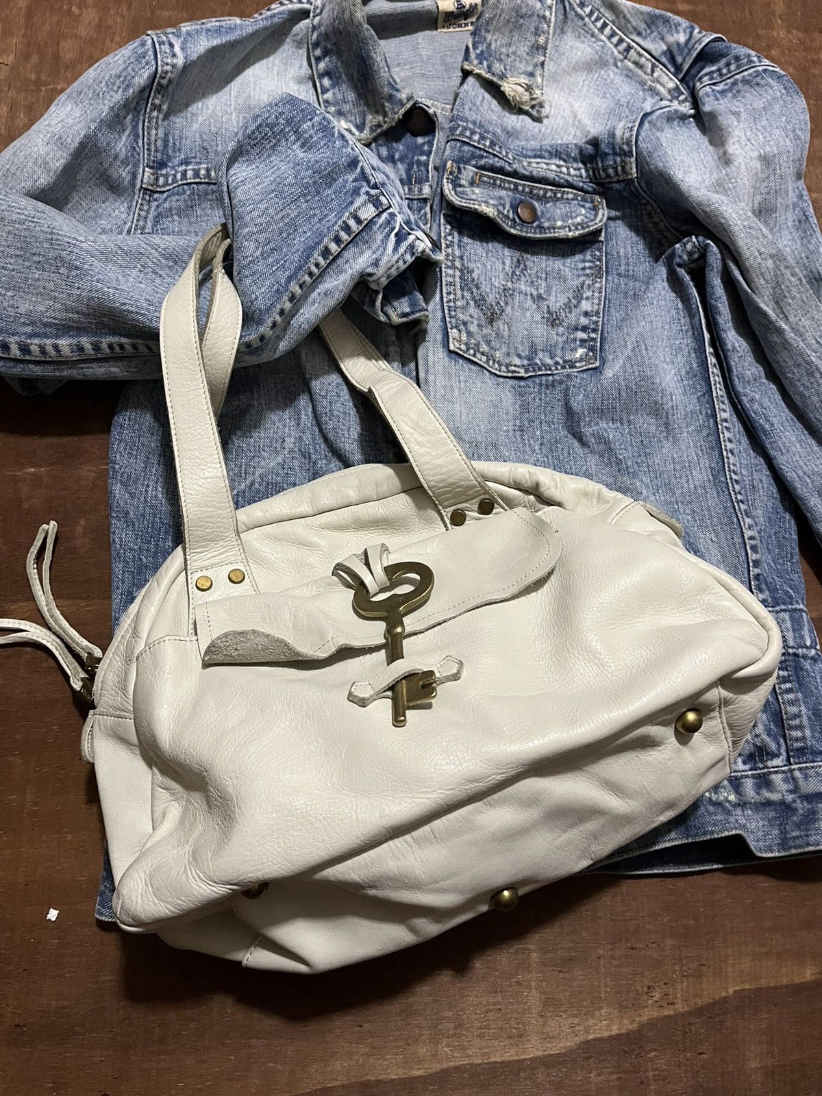 Japanese Brand Full Leather Vintage selvedge shoulder patina big key bag Size ONE SIZE - 5 Thumbnail