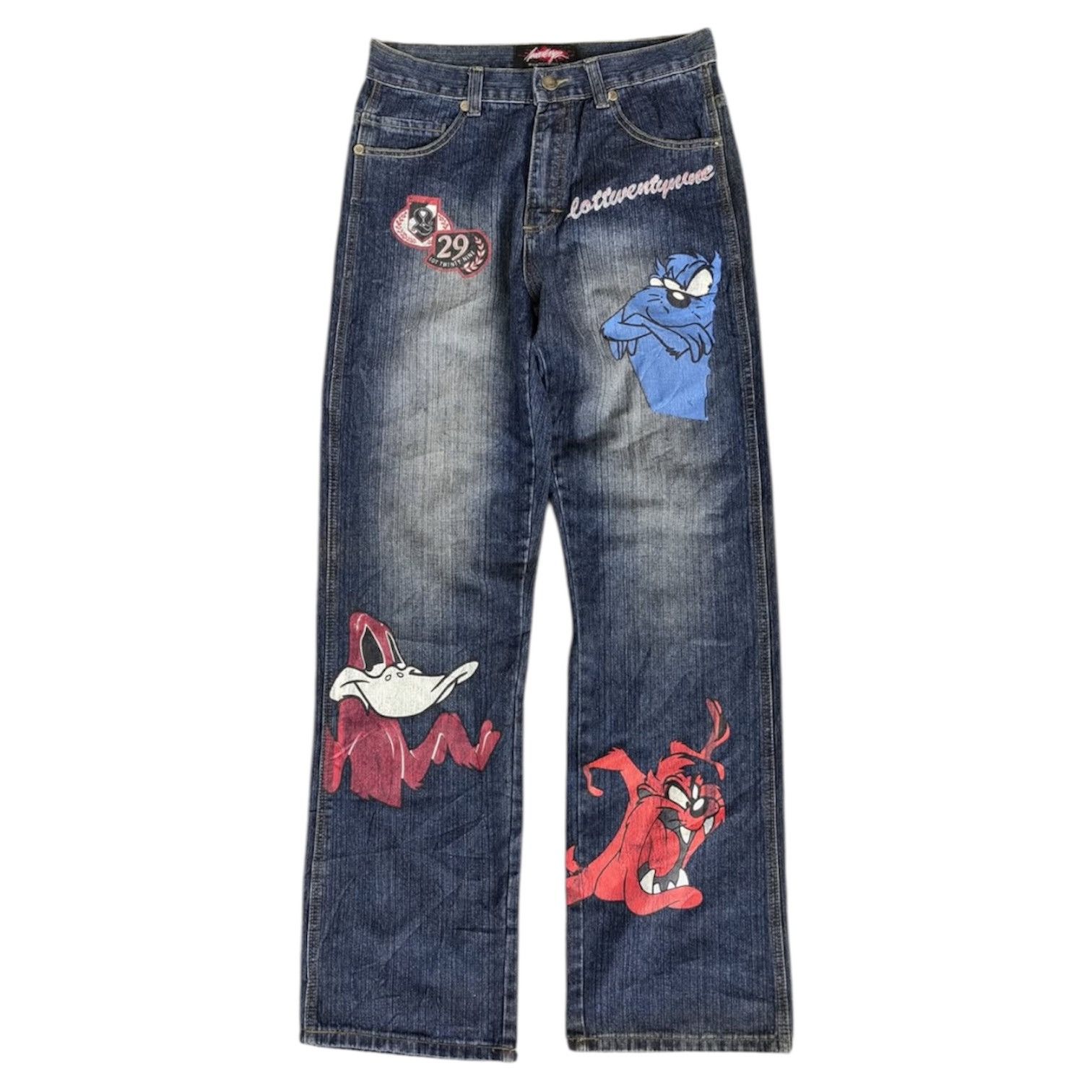 Japanese Brand 2000s Hoodboyz Printed Tazmania Jeans Pants y2k Size US 34 / EU 50 - 1 Thumbnail