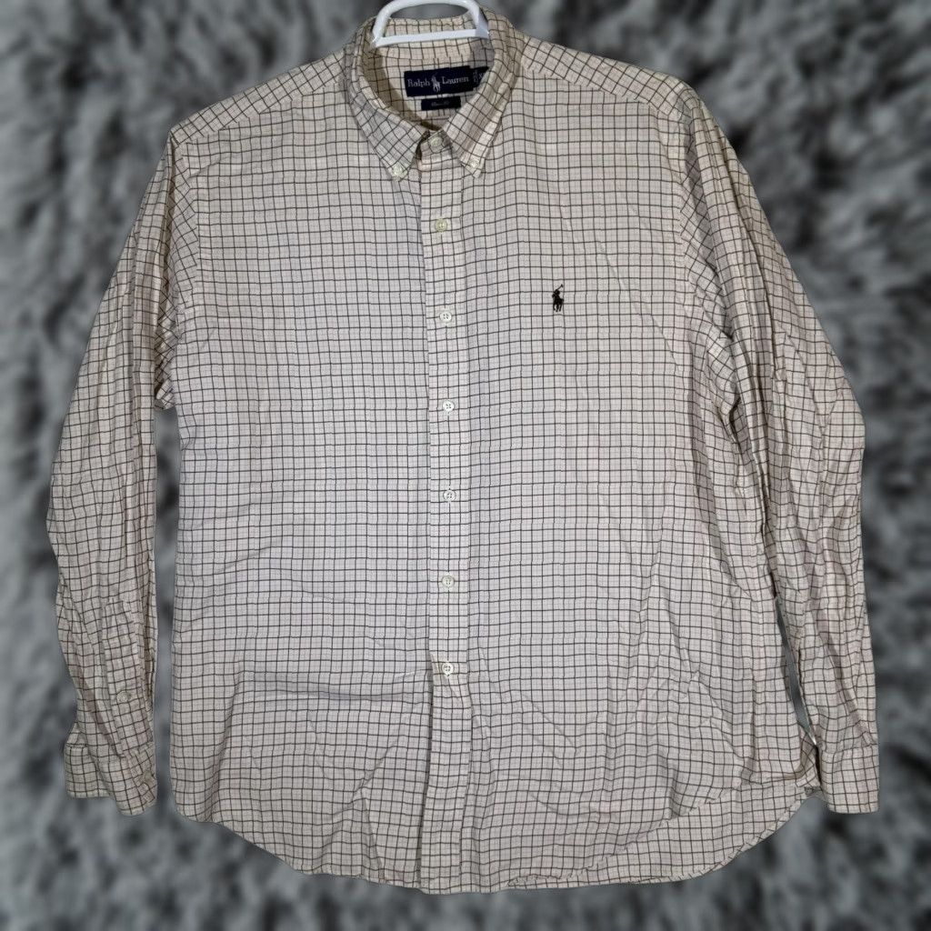 Ralph Lauren Ralph Lauren Shirt Mens XL Cream Tattersall Plaid Classic Fit Long Sleeve Pony Size US XL / EU 56 / 4 - 1 Thumbnail