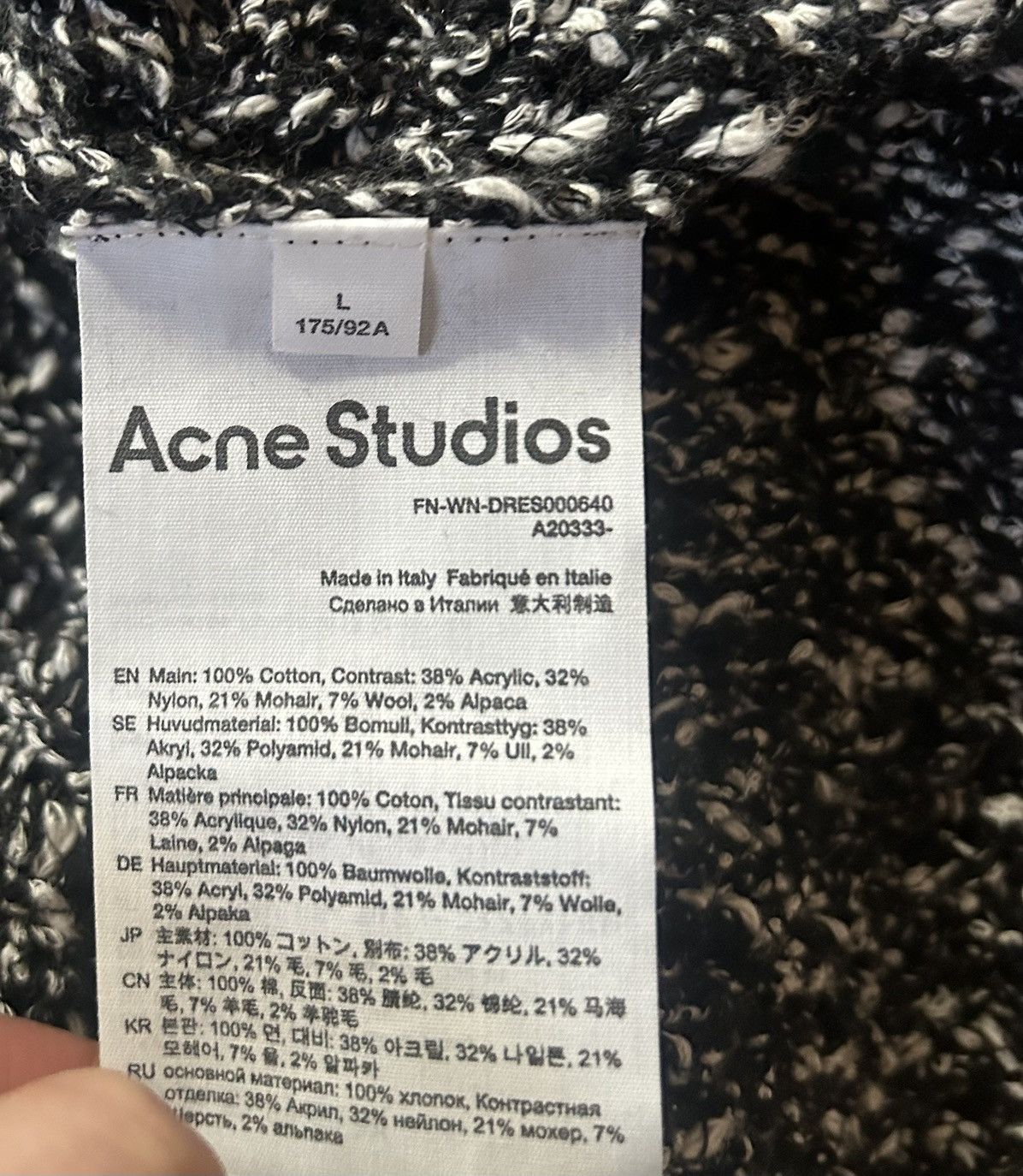 Acne Studios Acne Studios Black & White Open Knit Dress Size L / US 10 / IT 46 - 6 Thumbnail