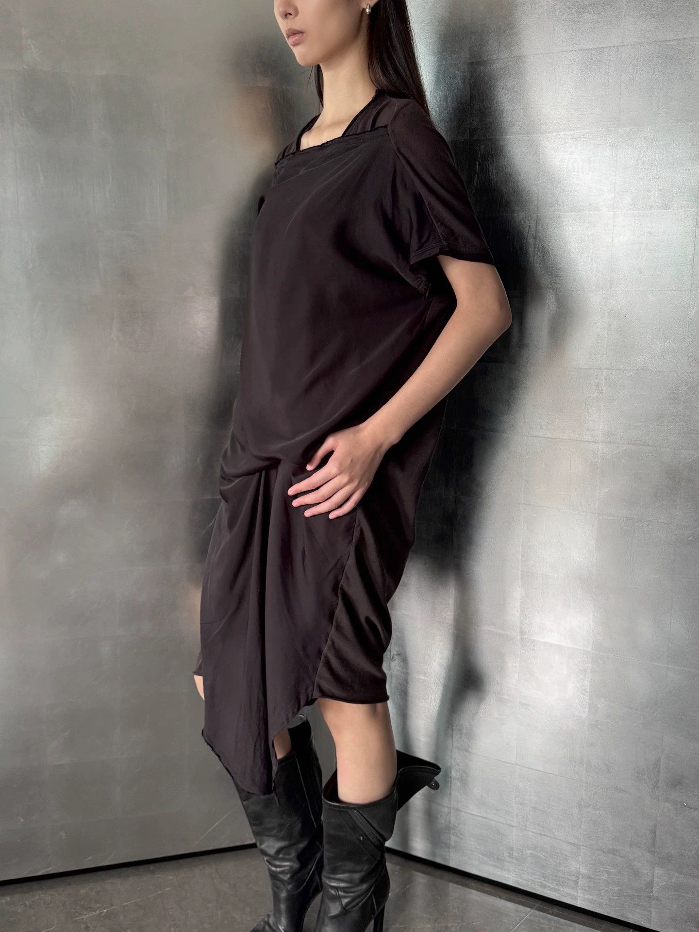 Vintage Italian Drop-Shoulder Irregular Double-Layer Dress Size S Size S / US 4 / IT 40 - 6 Thumbnail
