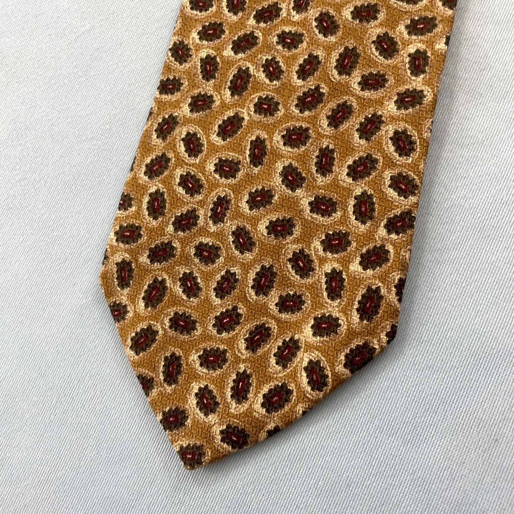 Robert Talbott VINTAGE Robert Tallbott Italy Silk Tie vtg 90s USA Gears Micro Neat Dots Yellow 4x58 Capsule Wide Necktie Size ONE SIZE - 3 Thumbnail