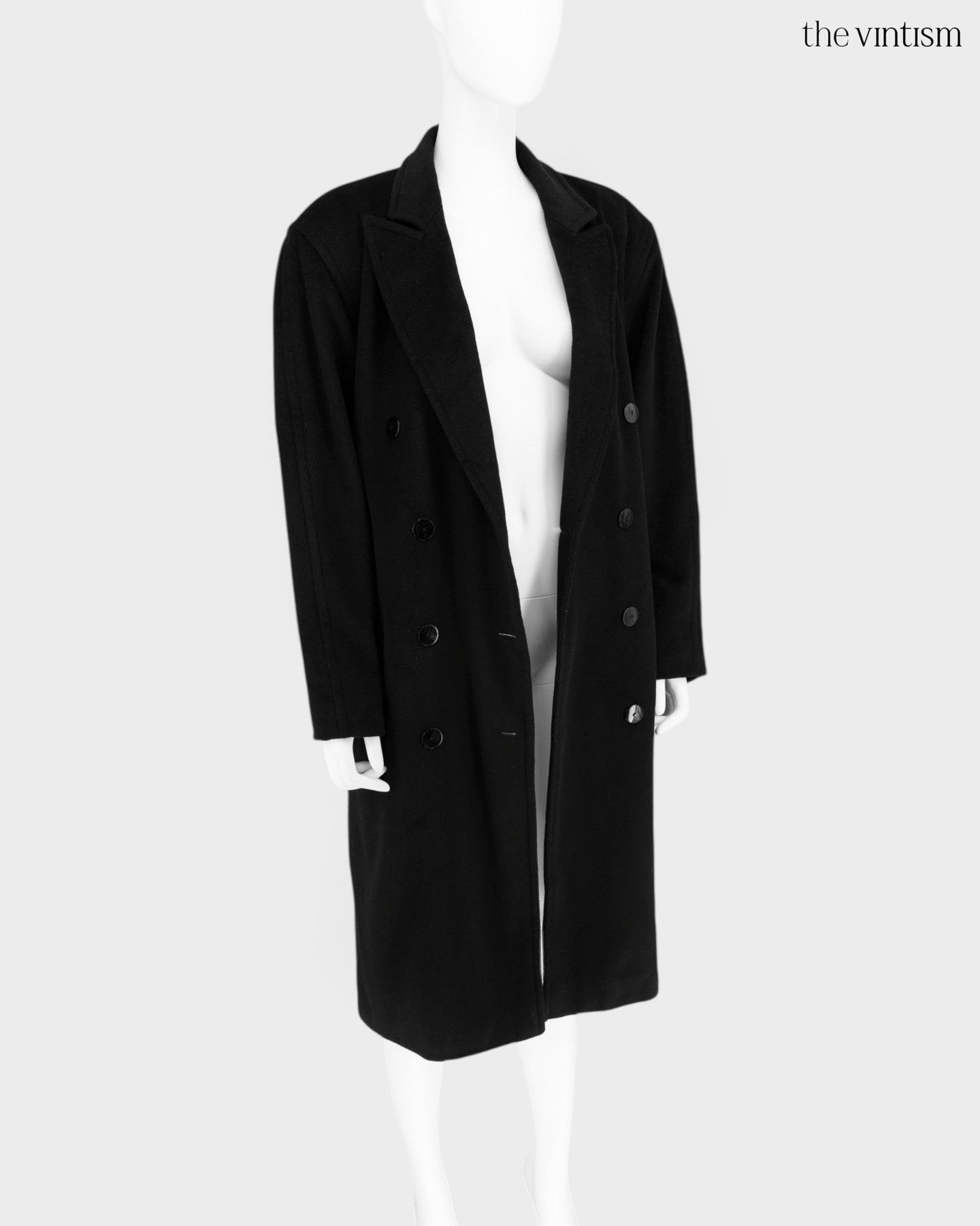 Escada Escada Vintage Black Long Coat in Llama, Alpaca Blend Size L / US 10 / IT 46 - 2 Thumbnail