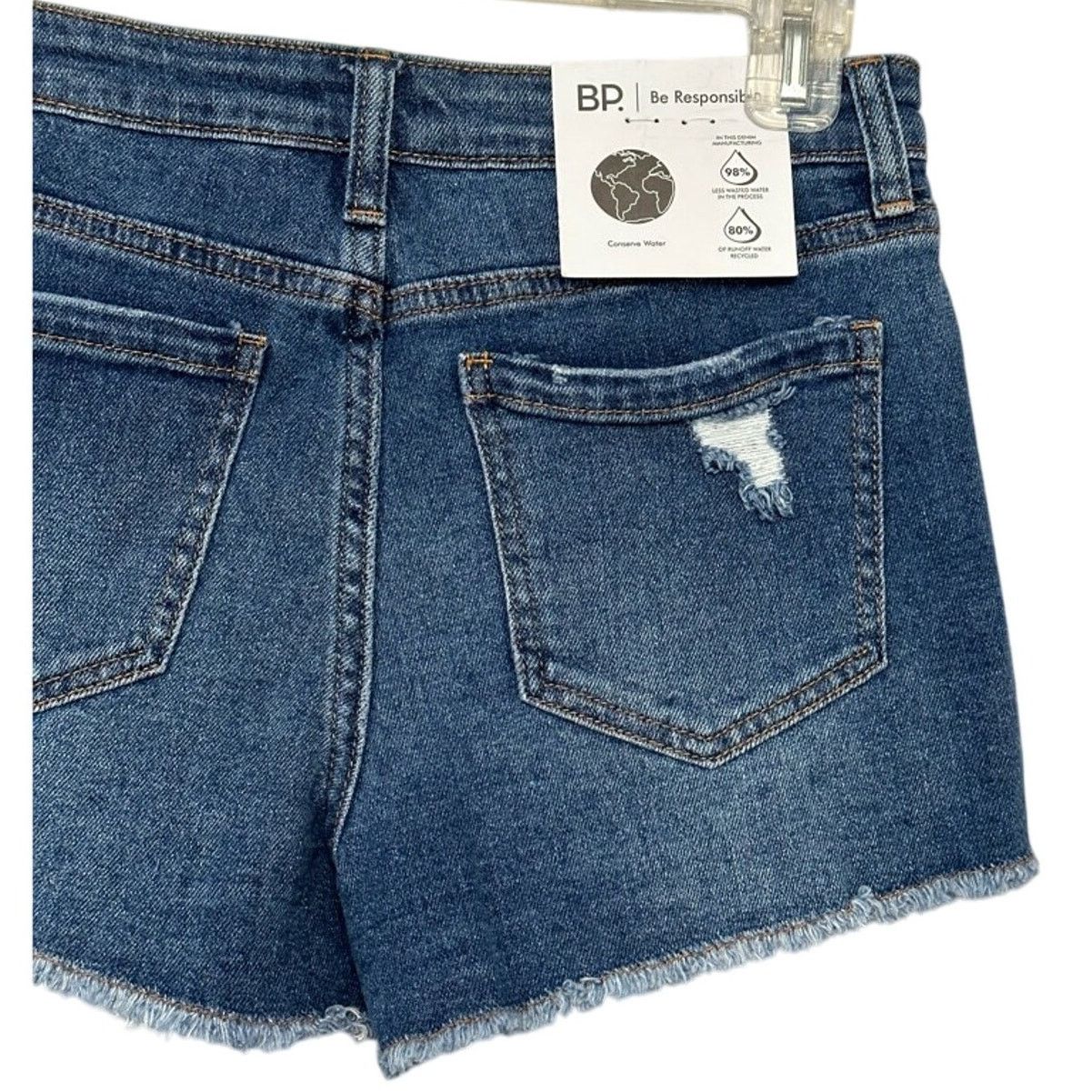 BP. BP Cut-Off Shorts Blue Distressed Frayed Dark Wash 25 New Size 25" / US 0 / IT 36 - 6 Thumbnail