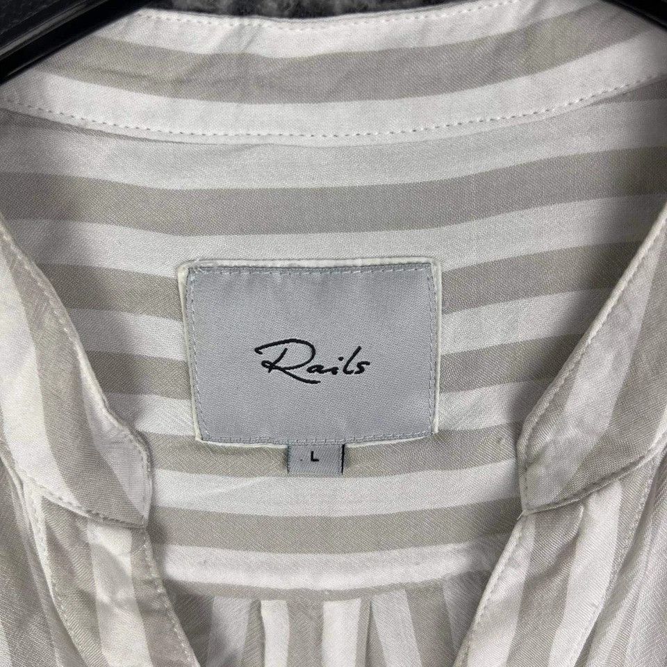 Rails Rails Button Down Shirt Women Striped Sleeveless Tan White L Size L / US 10 / IT 46 - 3 Thumbnail