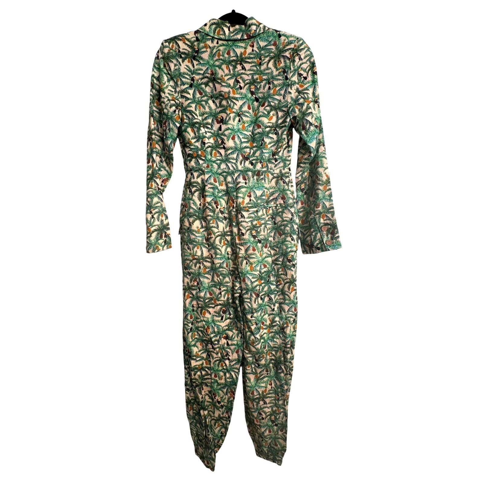Farm Rio FARM RIO | Tropical Mini Toucan Blazer Jumpsuit | Linen |XS Size 25" / US 0 / IT 36 - 12 Thumbnail
