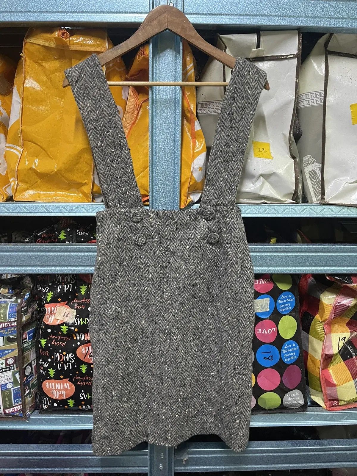 Vintage Mademoiselle NON NON Tweed Wool Pinafore Dress