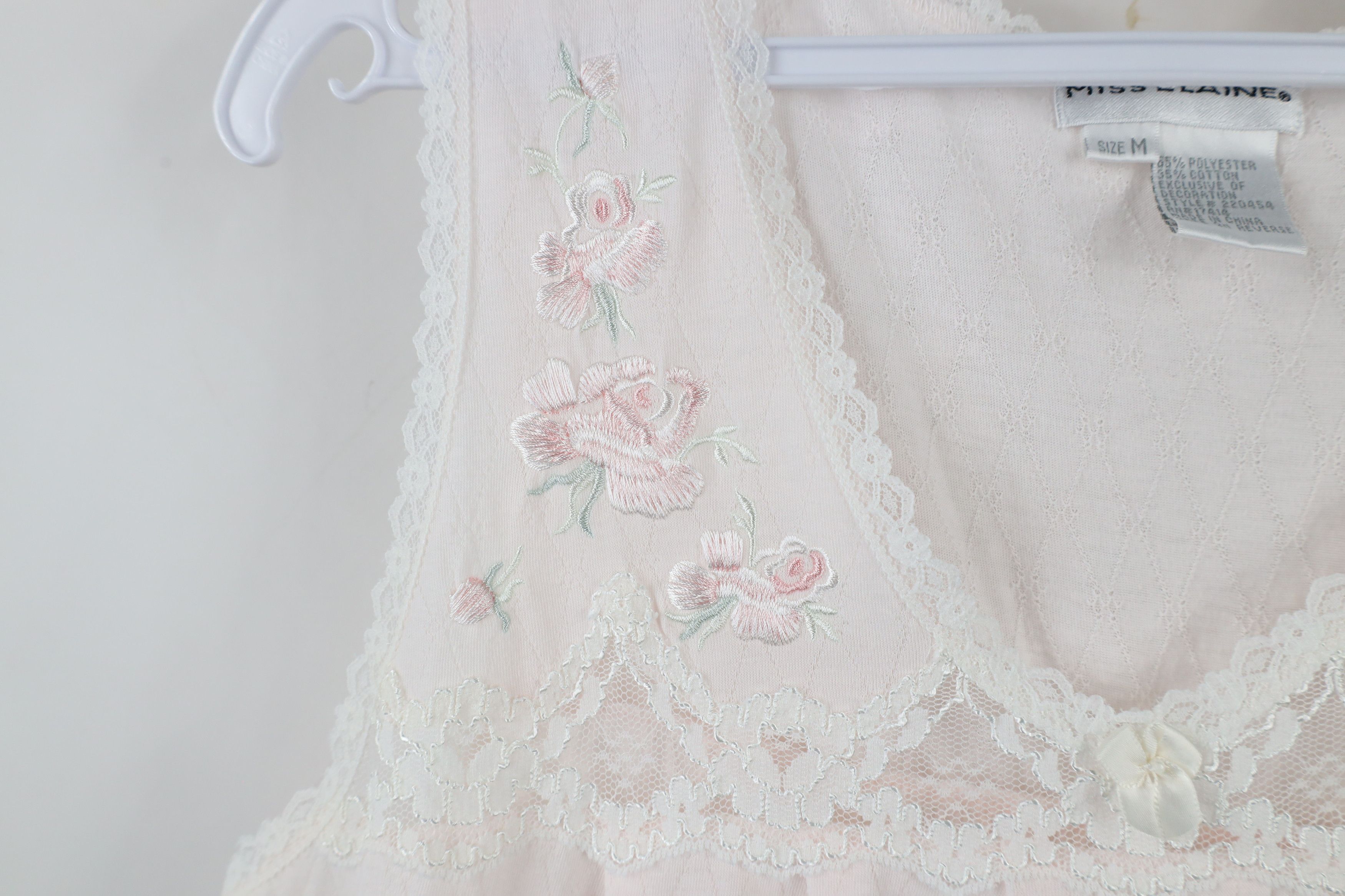 Vintage Vintage 90s Miss Elaine Flower Lace Night Gown Sleep Shirt Size M / US 6-8 / IT 42-44 - 7 Thumbnail