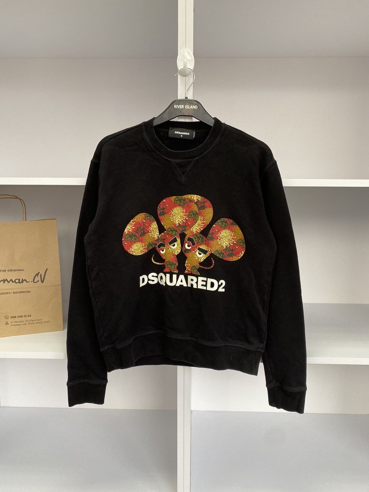 Dsquared2 × Vintage Vintage Dsquared2 Black Mouse Cool Fit Sweatshirt Size US M / EU 48-50 / 2 - 1 Thumbnail