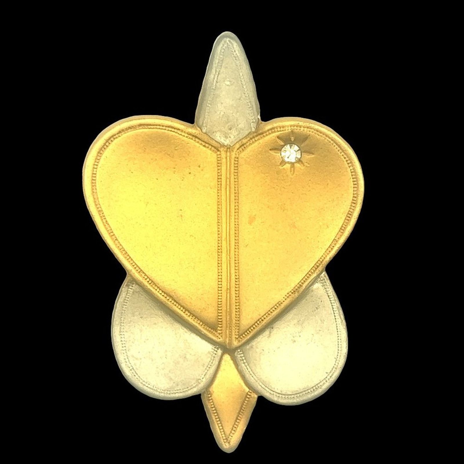 & Other Stories Vintage Signed - Nava Segev Double Heart Two Tone Brooch Pin Size ONE SIZE - 1 Thumbnail