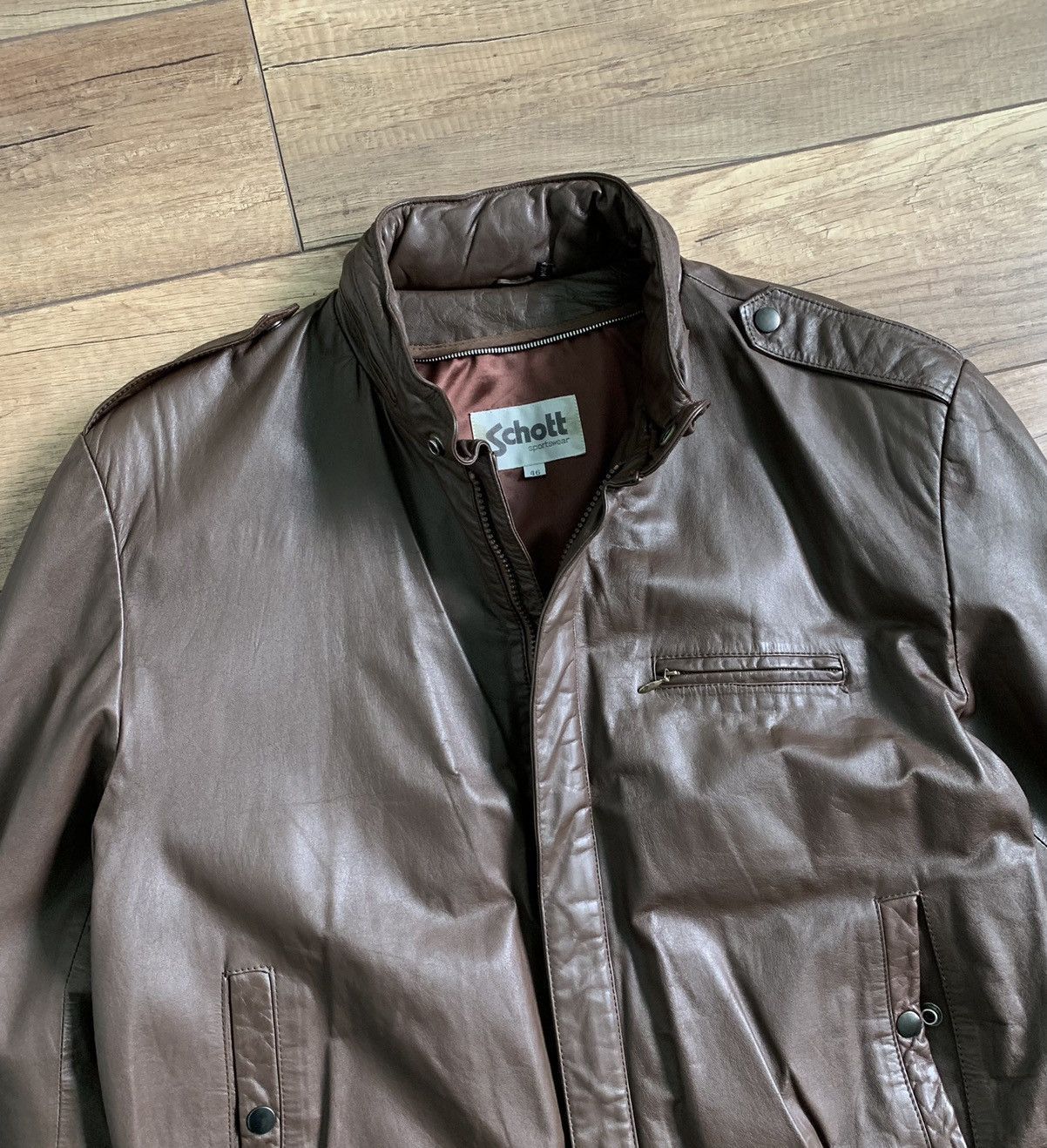 Schott Vintage Schott Sport Leather Military Flight Bomber Jacket Size US L / EU 52-54 / 3 - 7 Thumbnail