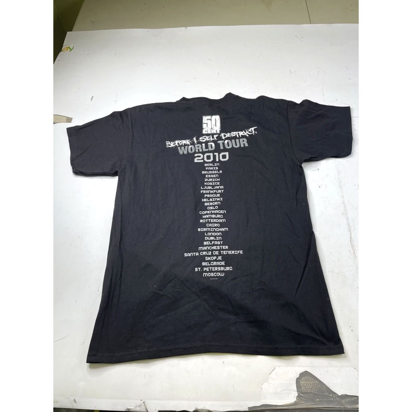 Anvil VINTAGE 50 CENT T-Shirt Black L Short Sleeve Crew Neck Double-Sided Logo Anvil Cotton Hip Hop Rap World Tour 2010 Before I Self Destruct Men Size US L / EU 52-54 / 3 - 4 Thumbnail