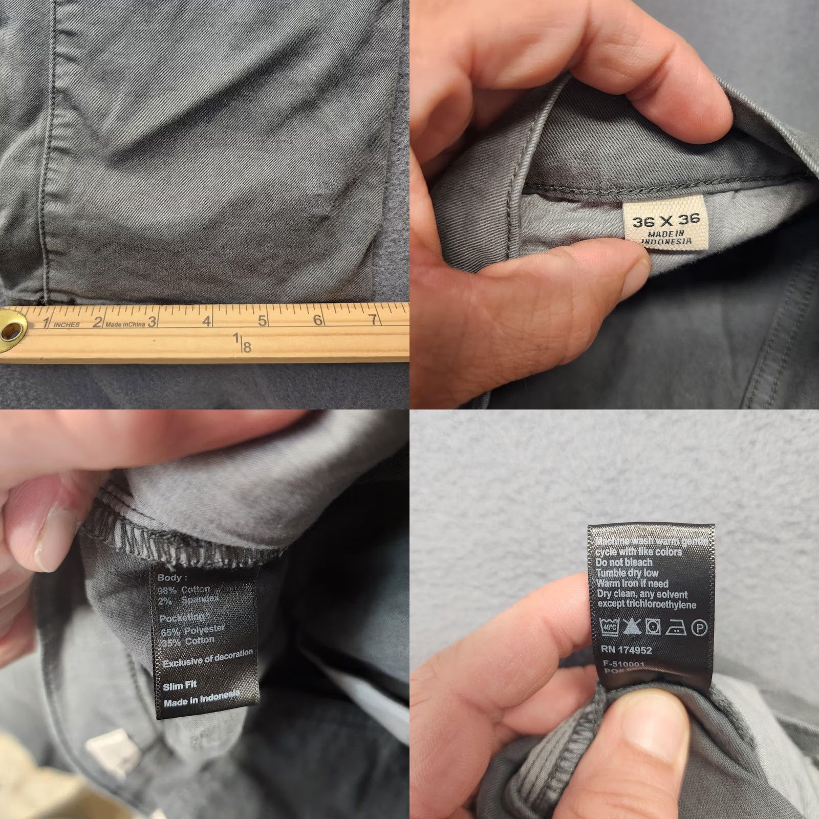 Flint And Tinder Flint and Tinder Pants Mens Slim Gray 5 Pocket Stretch Cotton Twill 36x36 Straight/Regular Size 36 Size US 36 / EU 52 - 8 Thumbnail