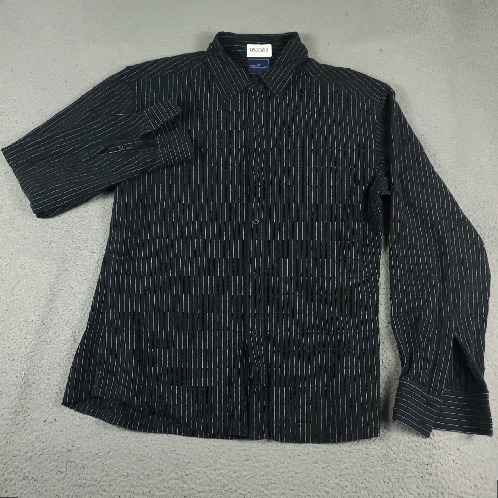 Faconnable Façonnable Shirt Mens Large Black Striped Button-Up Long Sleeve Cotton Casual Workwear Size US L / EU 52-54 / 3 - 2 Thumbnail