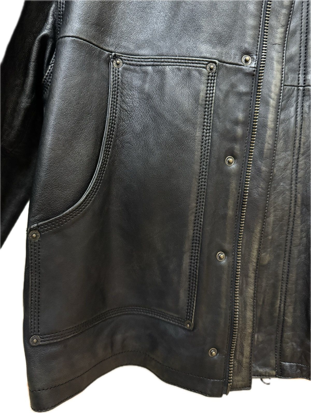 Other Distressed Patch Pocket Boxy Cropped Leather Jacket sz L Size US L / EU 52-54 / 3 - 3 Thumbnail