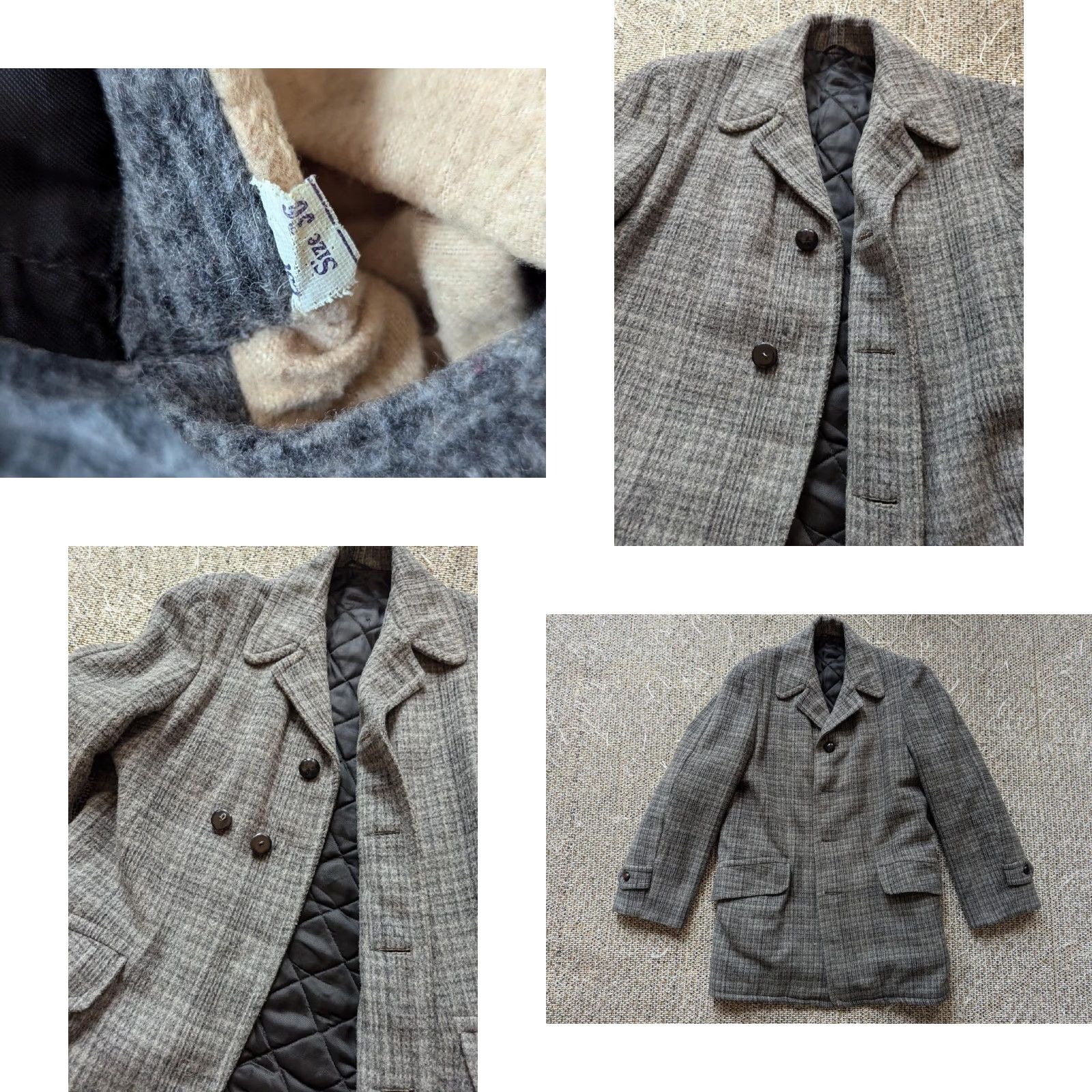 Vintage VINTAGE overcoat jacket Mens 36-38 gray wool mohair blend 1950s Heathered 3/4 length coat Size US S / EU 44-46 / 1 - 8 Thumbnail
