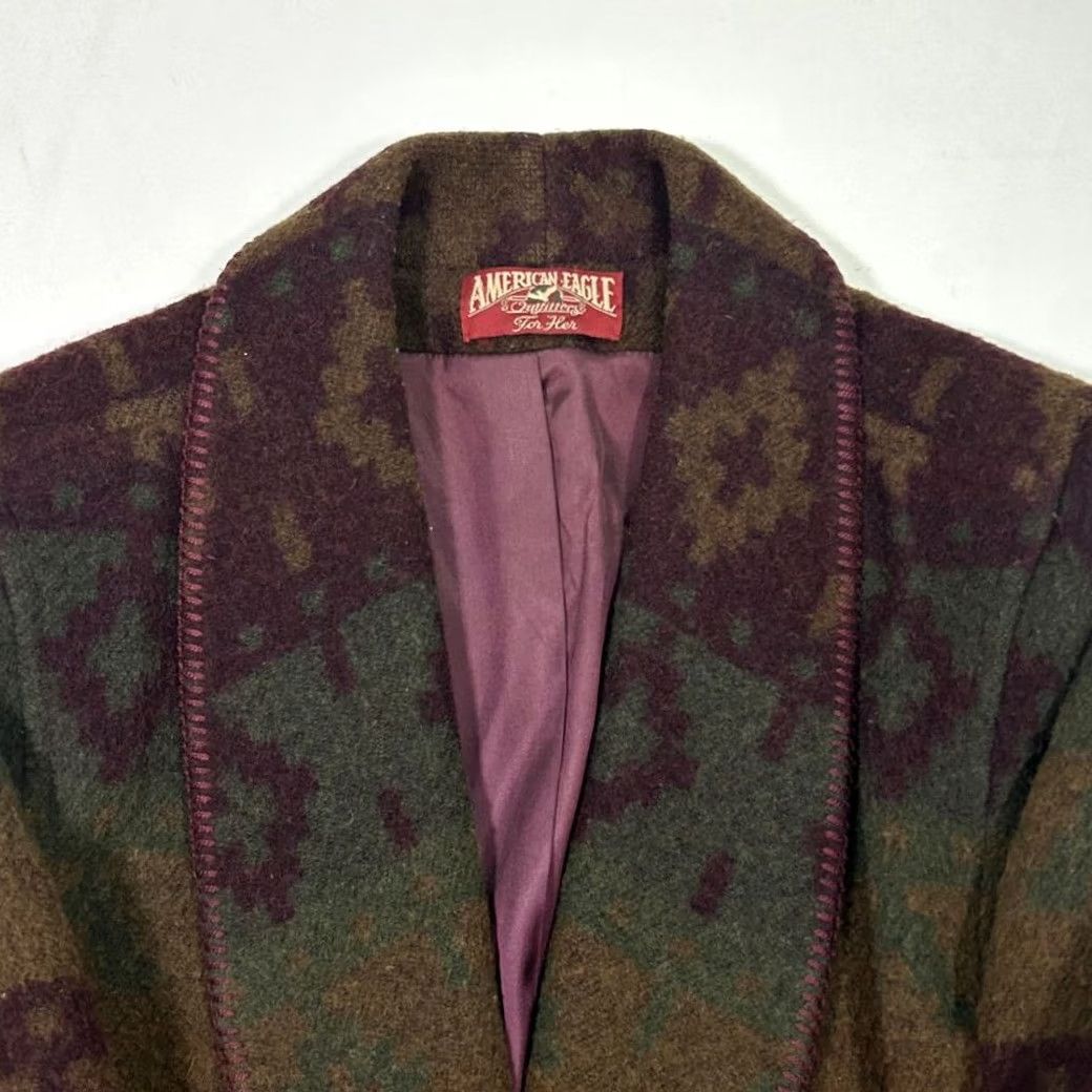 American Eagle Outfitters VINTAGE American Eagle Outfitters For Her Wool Coat Jacket Womens M Brown Southwestern Aztec Pattern Pea Coat Shawl Collar 70s 80s Womens Medium Mens? Size M / US 6-8 / IT 42-44 - 4 Thumbnail