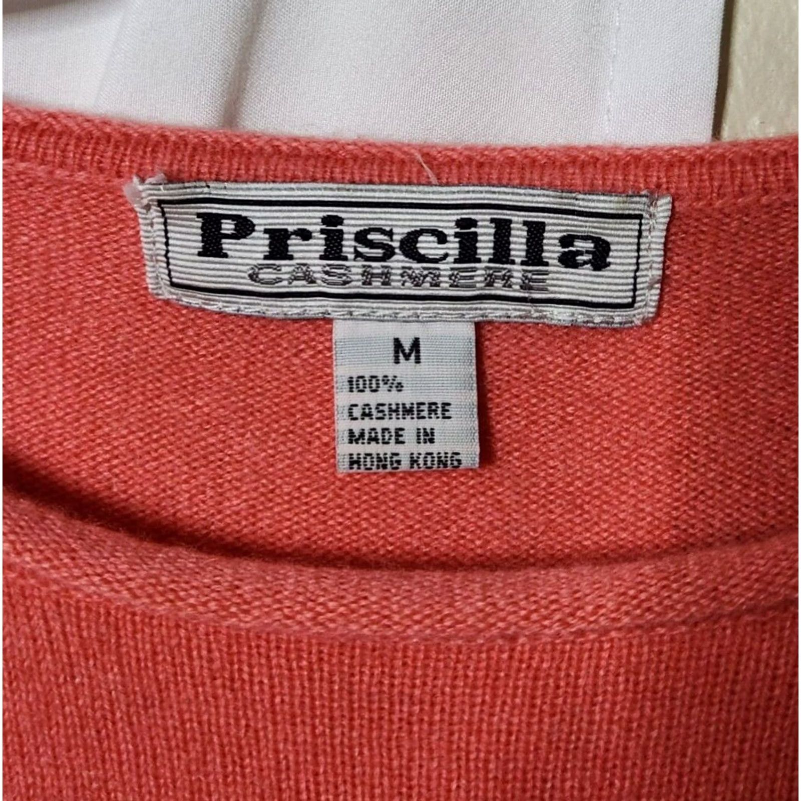 Vintage Priscilla Womens M 100% Cashmere Sweater Pullover Short Sleeve Coral Size M / US 6-8 / IT 42-44 - 4 Thumbnail