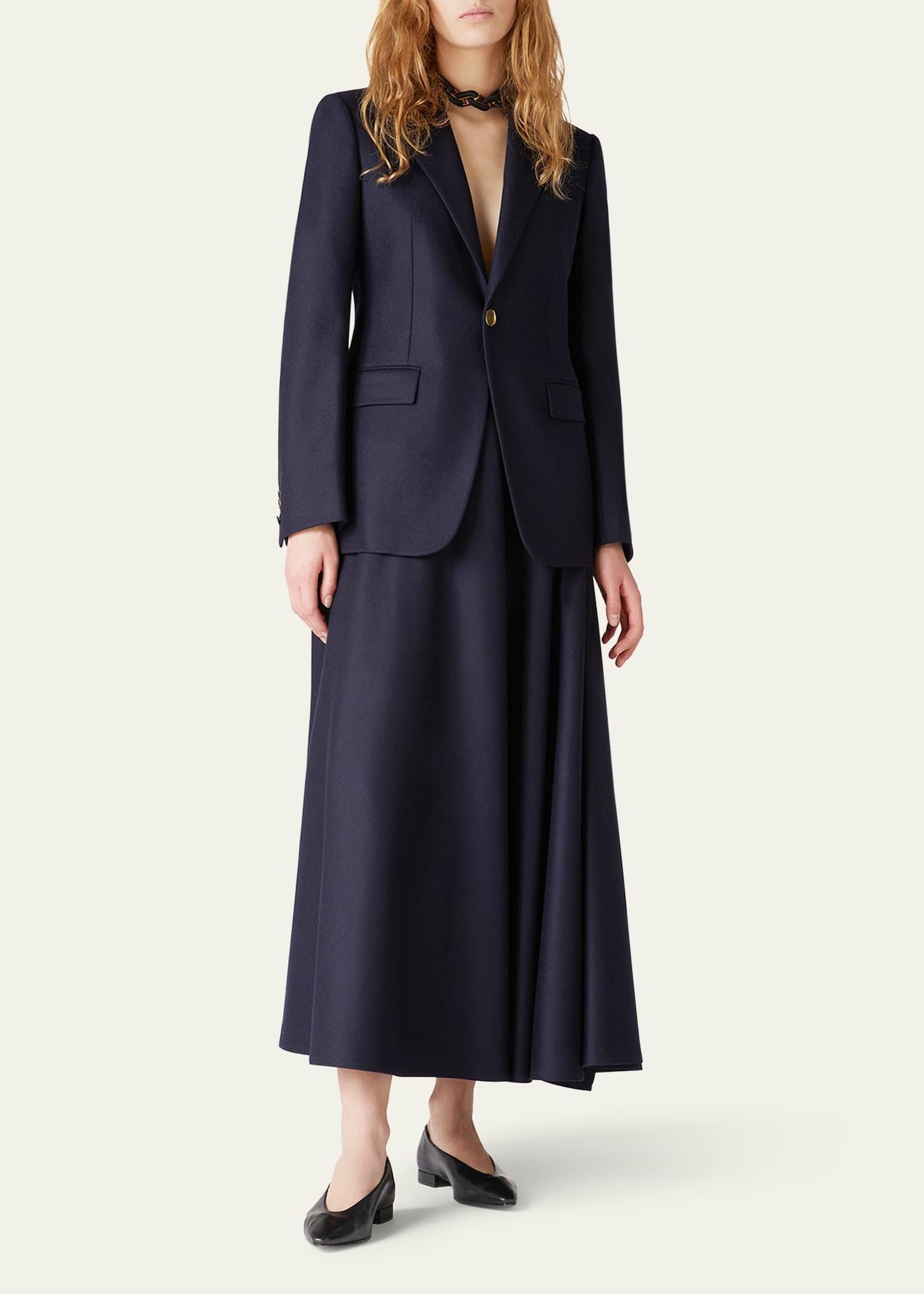 Loro Piana o1w1db10825 FAO5976 Hellen Single-Breasted Jacket Navy Blue Size XS / US 0-2 / IT 36-38 - 2 Thumbnail
