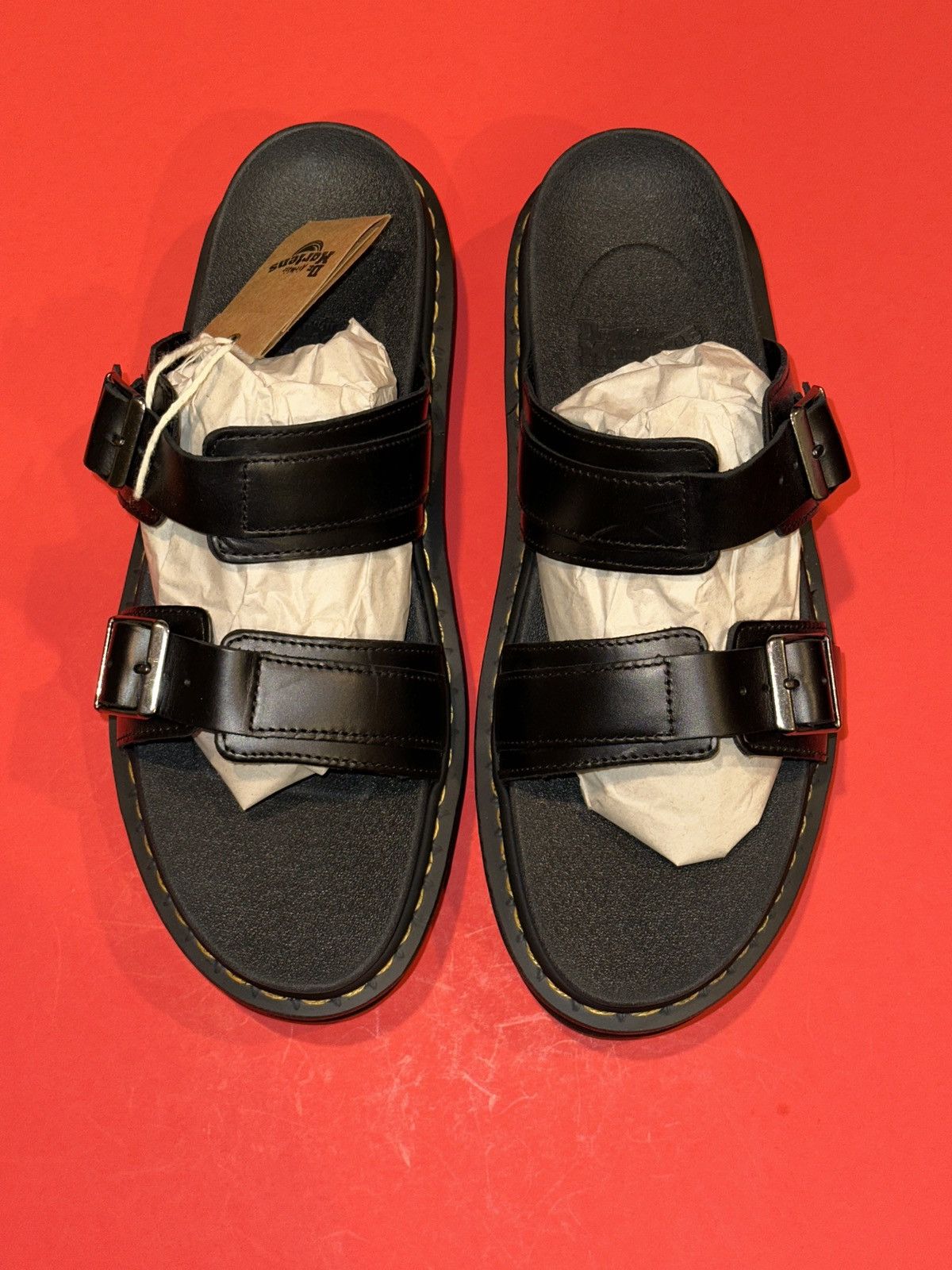 Dr. Martens DR. MARTENS MYLES BLACK LEATHER 2 BUCKLE SLIDE SANDALS M11 Size US 11 / EU 44 - 10 Thumbnail