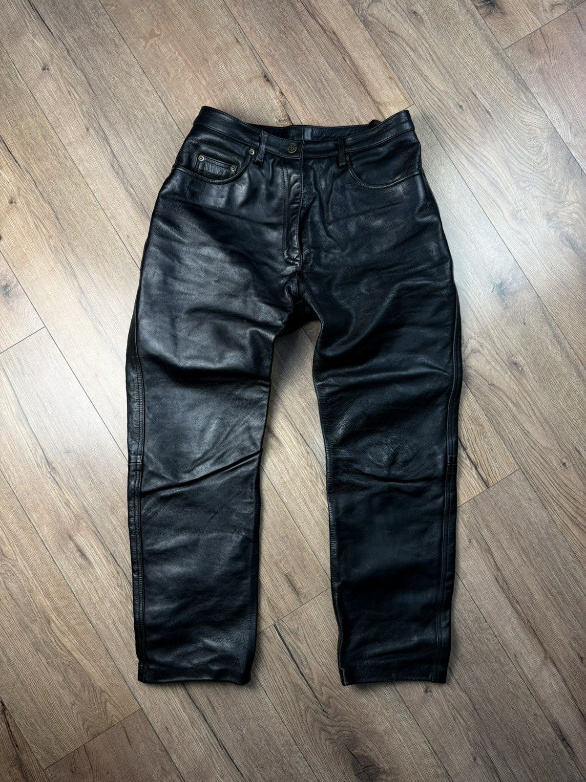 Belstaff Belstaff Vintage Leather Pants Men’s Biker Motorcycle Black Size US 31 - 1 Thumbnail