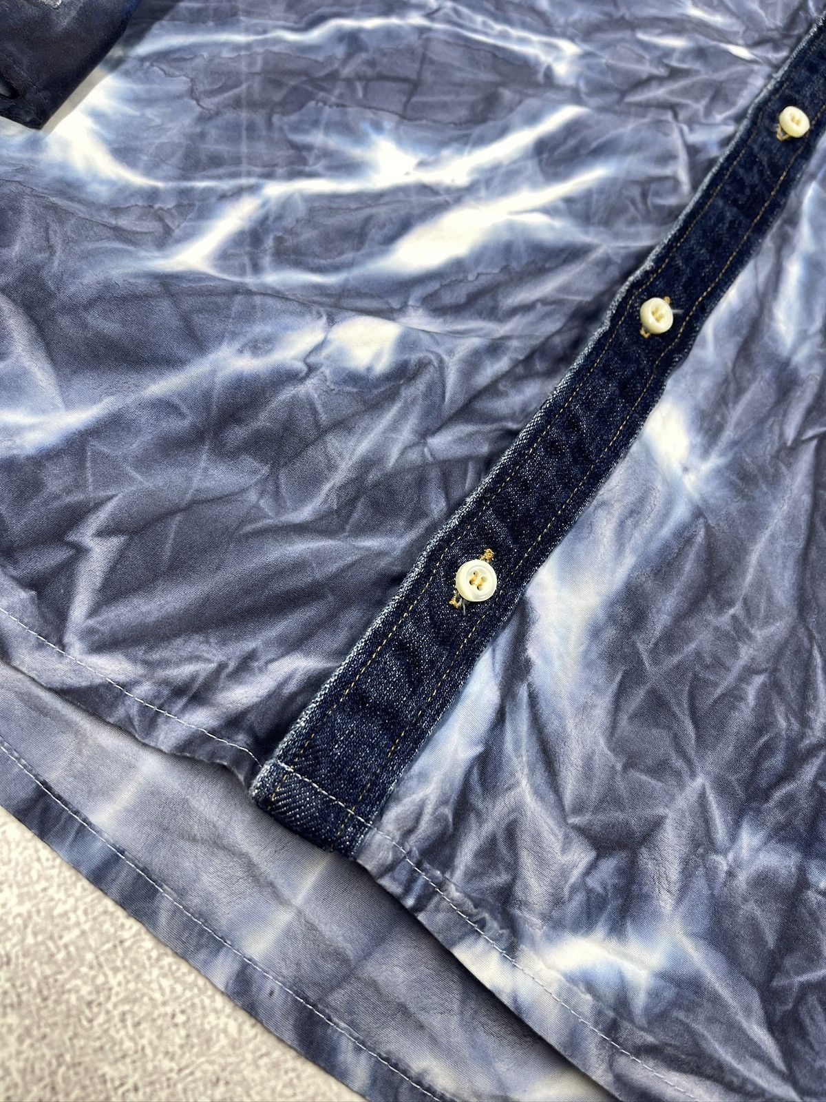 Dsquared2 DSQUARED2 Tie-Dye Asid Effect Cotton Denim Shirt Blue Size US XL / EU 56 / 4 - 6 Thumbnail
