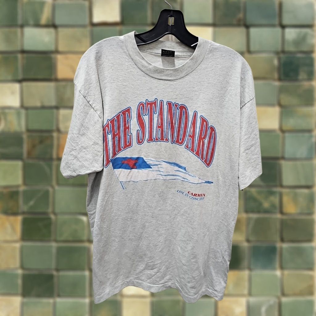 Vintage VINTAGE Best CARMAN THE STANDARD Single-Stitch T Shirt XL White Graphic Tee Unisex 1990s Short Sleeve Cotton/Polyester Religious Mens Womens Size US XL / EU 56 / 4 - 1 Thumbnail
