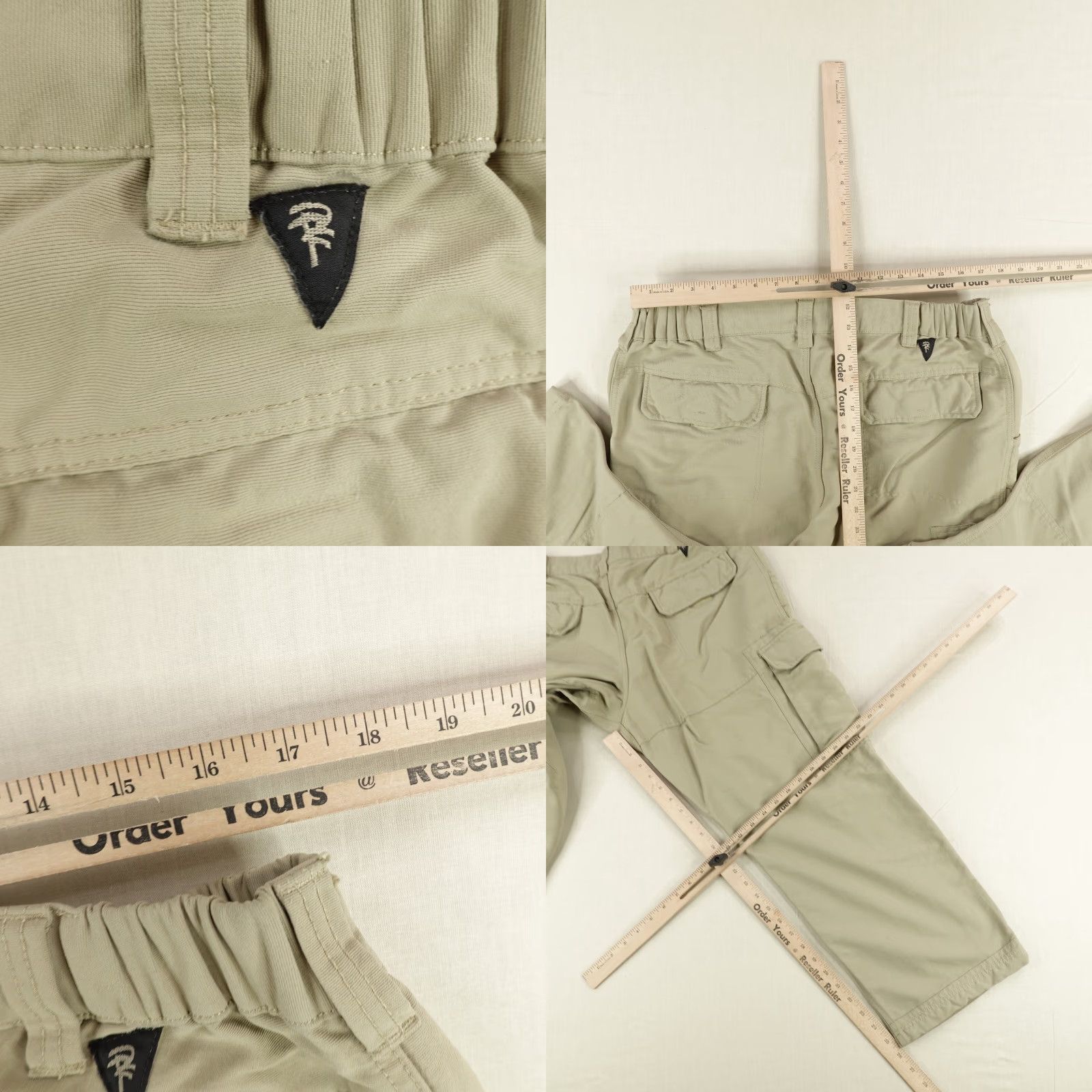 Rails Rail Riders Pants Large Beige Cargo Baggy Hiking Tactical Outdoors Nylon Pockets Elastic Waist Front Flat Mens Size US 35 - 8 Thumbnail