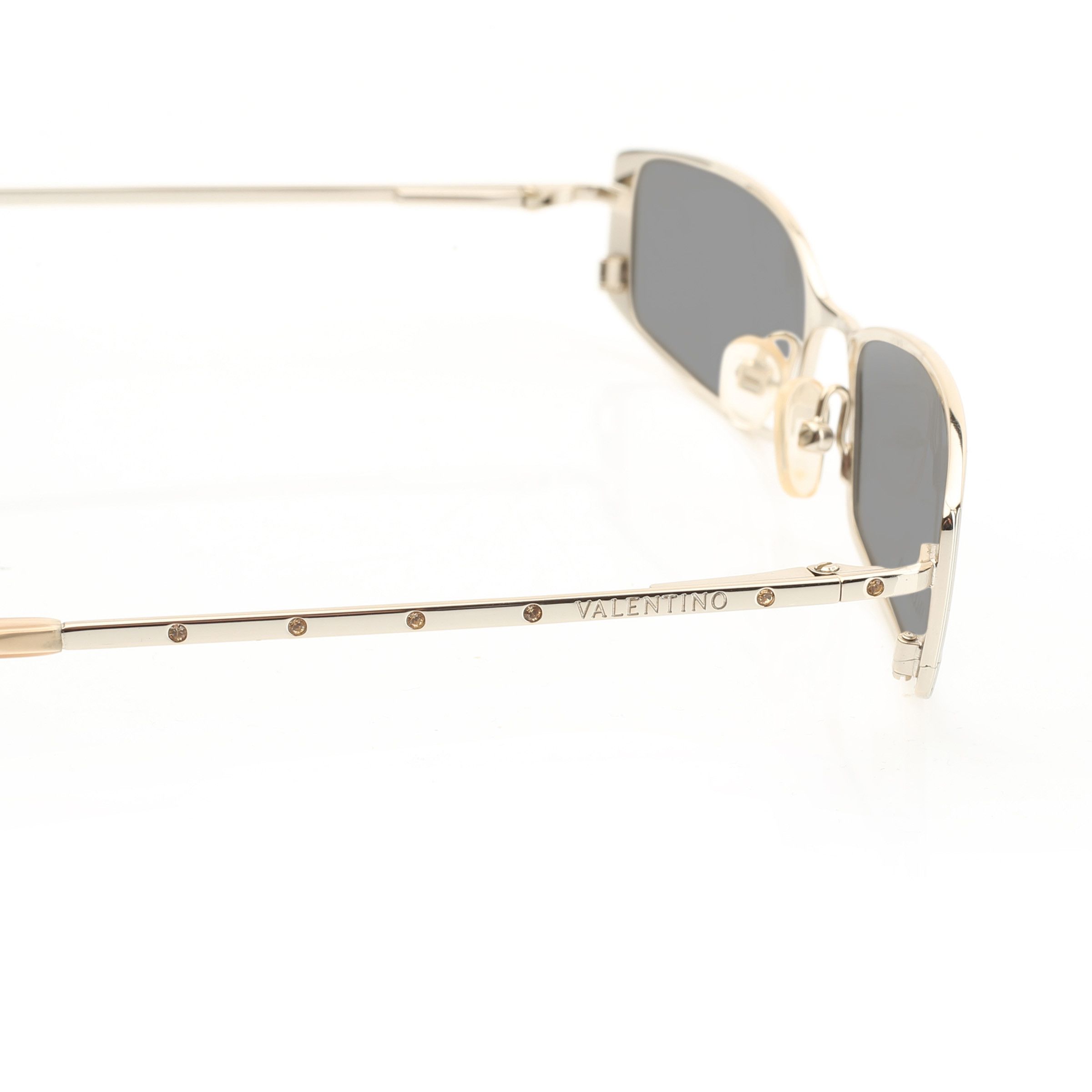 Valentino Valentino '90s White Gold Crystals Metal Sunglasses Size ONE SIZE - 2 Thumbnail