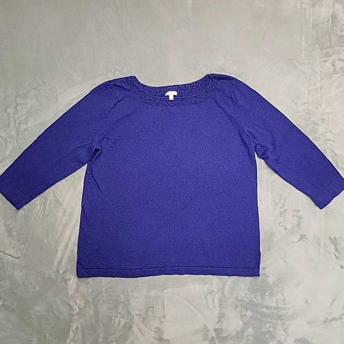 Talbots Talbots Knit Top Purple 3/4 Sleeve Crochet Lace Neckline XL Womens Pullover Casual Solid Knit 90s, Classic, American Womens XL Purple Talbots Knit Top Size XL / US 12-14 / IT 48-50 - 2 Thumbnail