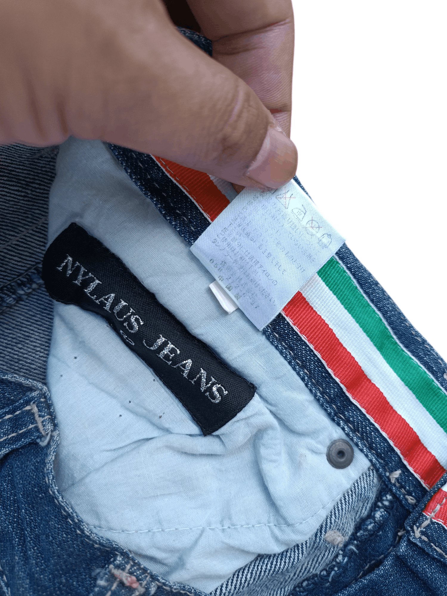 Japanese Brand NYLAUS JEANS DISTRESSED WHISKERS FADED STUD DENIM Size US 31 - 9 Thumbnail