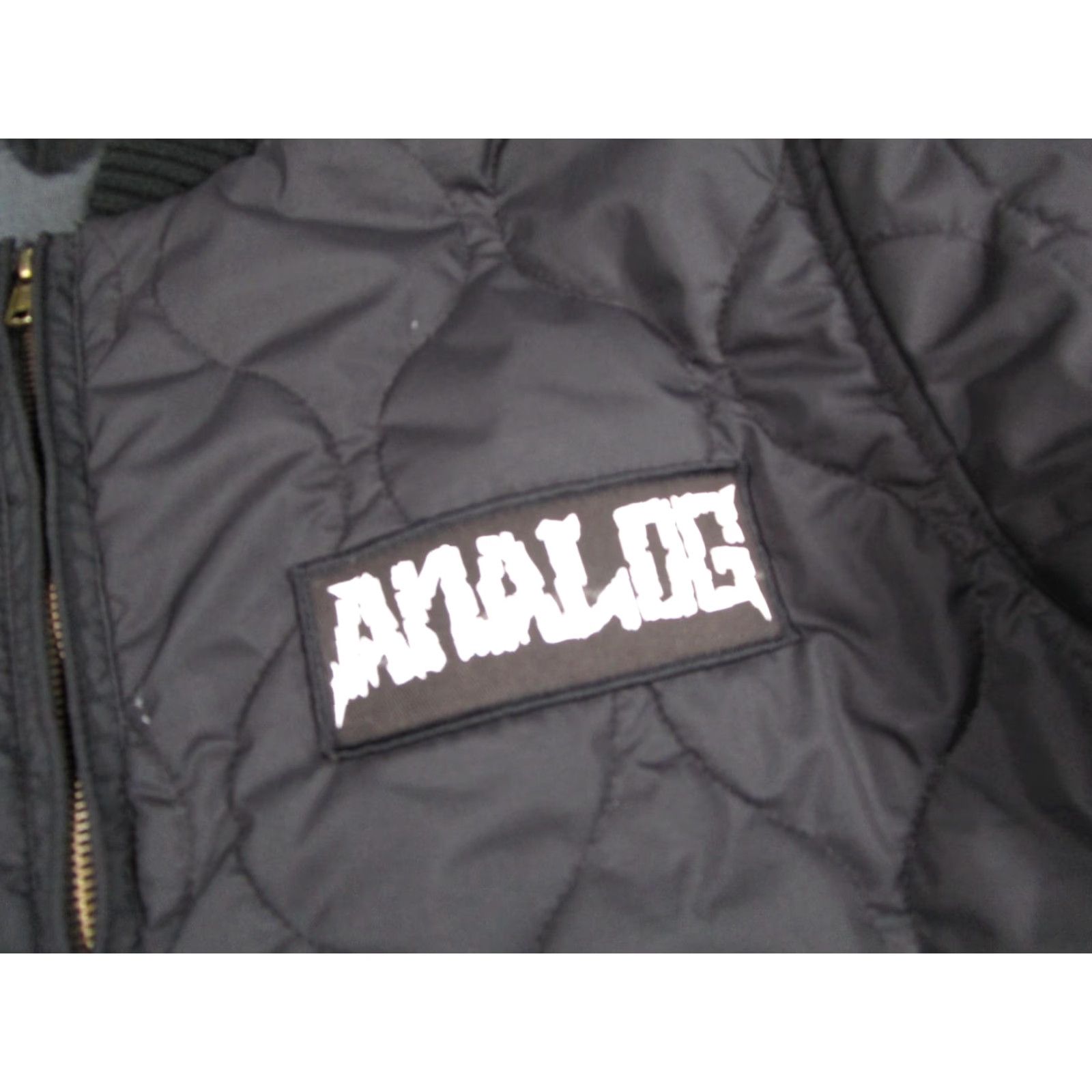 Logo 7 Analog Jacket Mens Large Black Quilted Bomber Full Zip Ribbed Hem Cuffs Logo Size US L / EU 52-54 / 3 - 5 Thumbnail