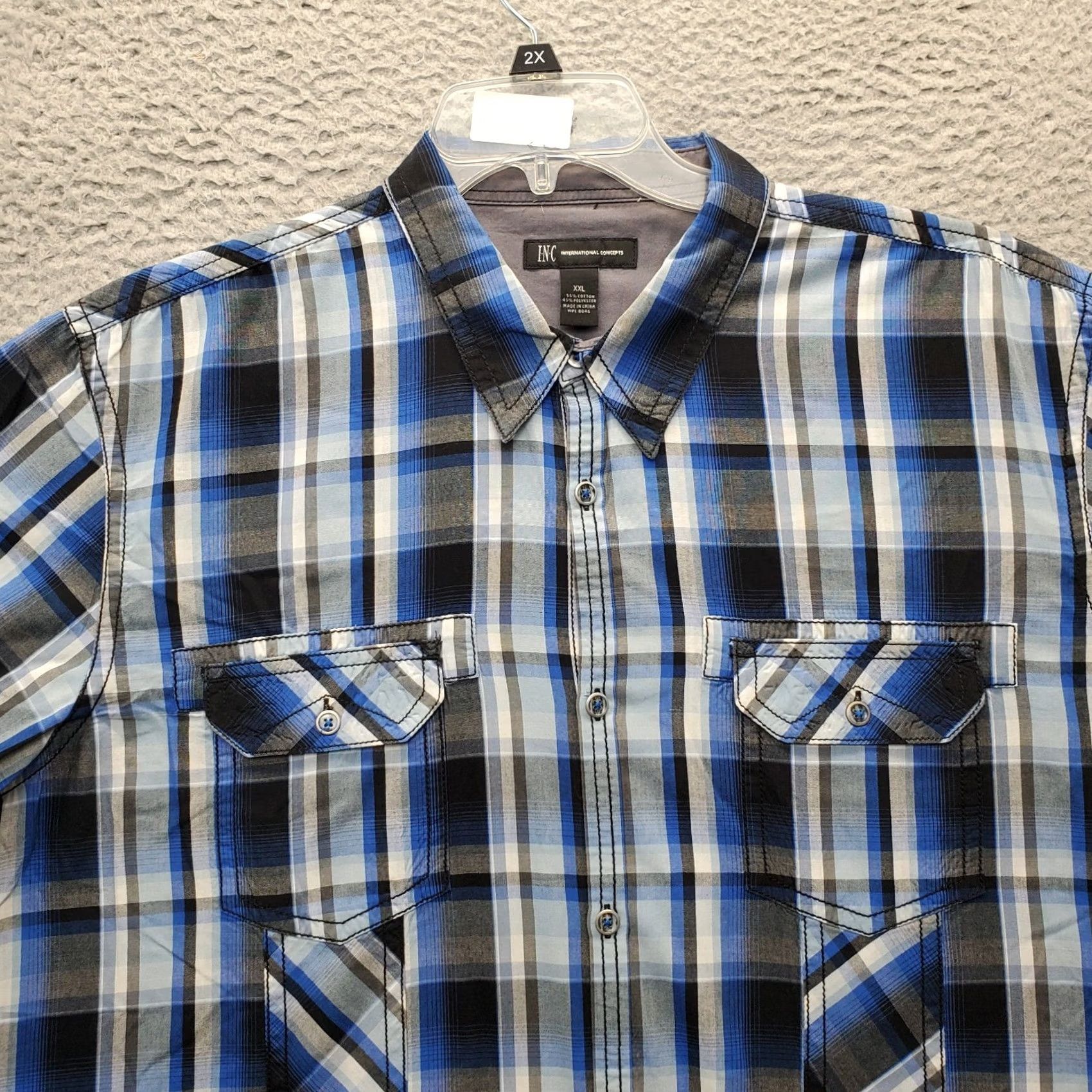 Vintage INC International Concepts Shirt Mens 2XL Multi Plaid Chest Pockets Short Sleeve Size US XXL / EU 58 / 5 - 3 Thumbnail