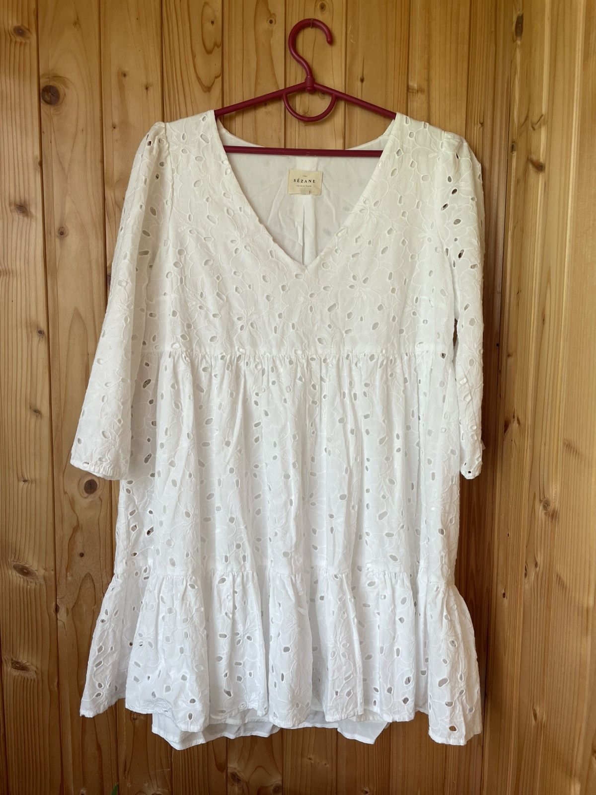 Sezane Sezane Broderie Anglaise Luxury White dres size 38 Size XS / US 0-2 / IT 36-38 - 4 Thumbnail